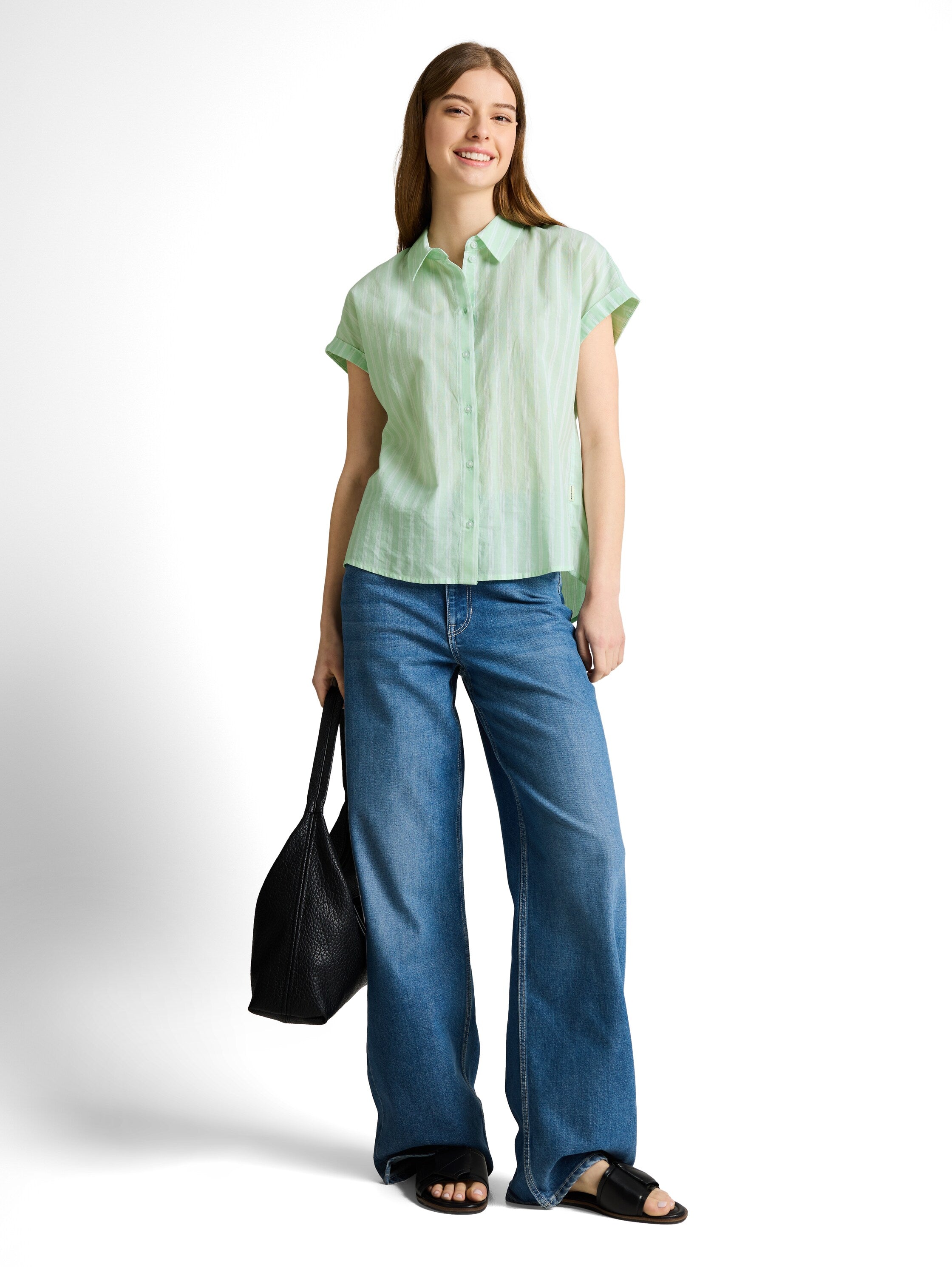 Tom Tailor Green White Striped Shirt
