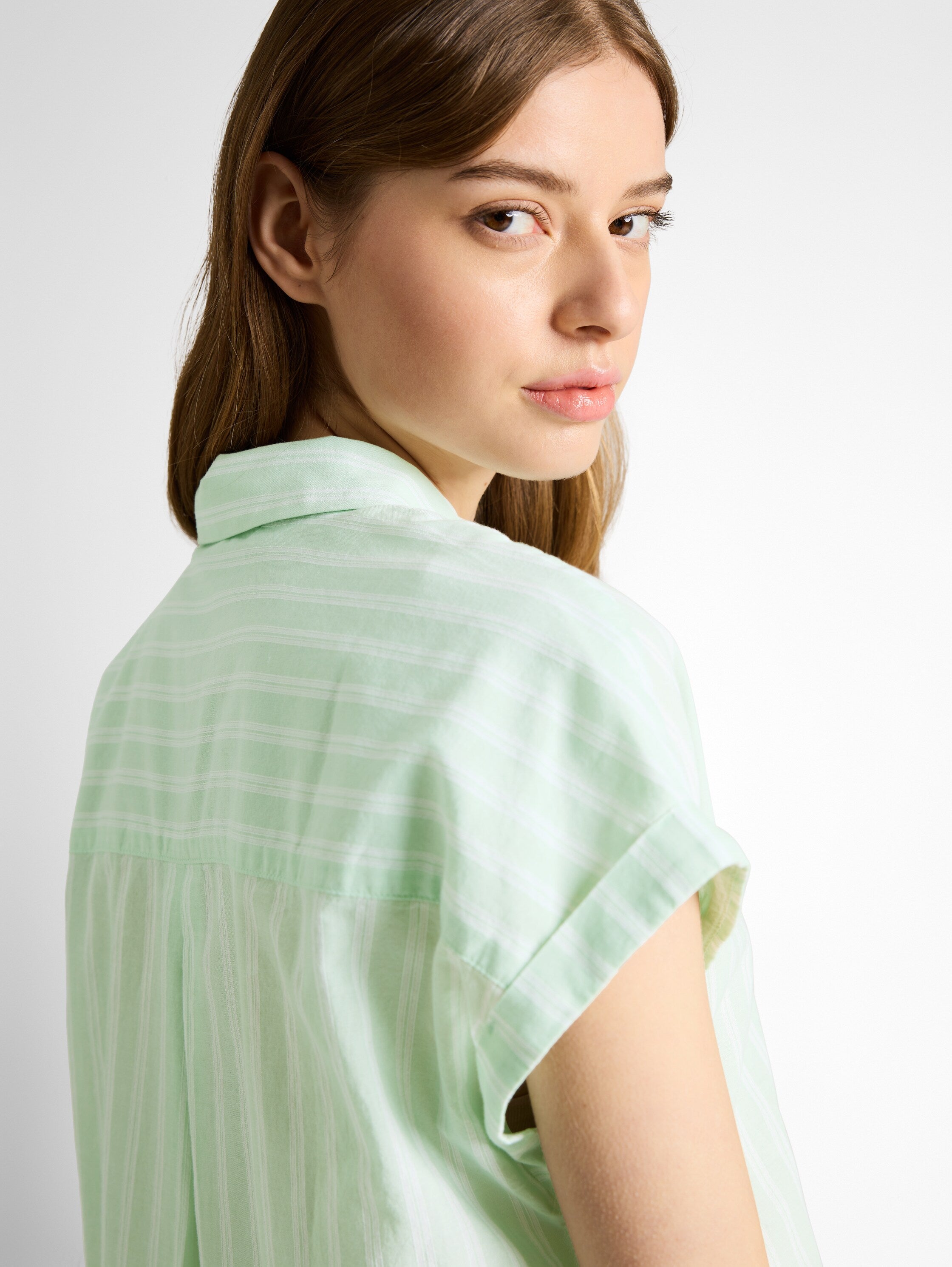 Tom Tailor Green White Striped Shirt