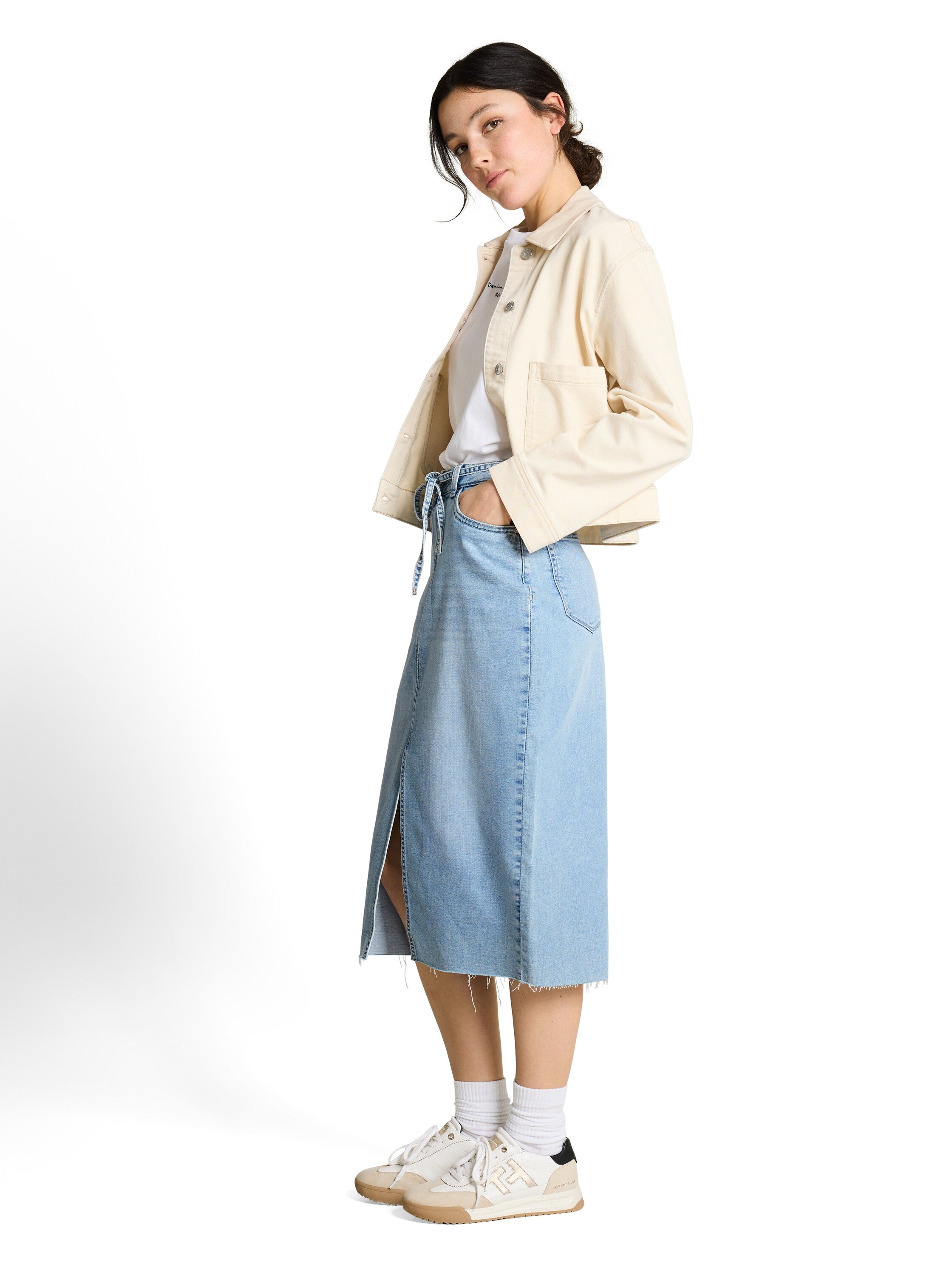Tom Tailor Blue  Midi Denim Skirt With Slit