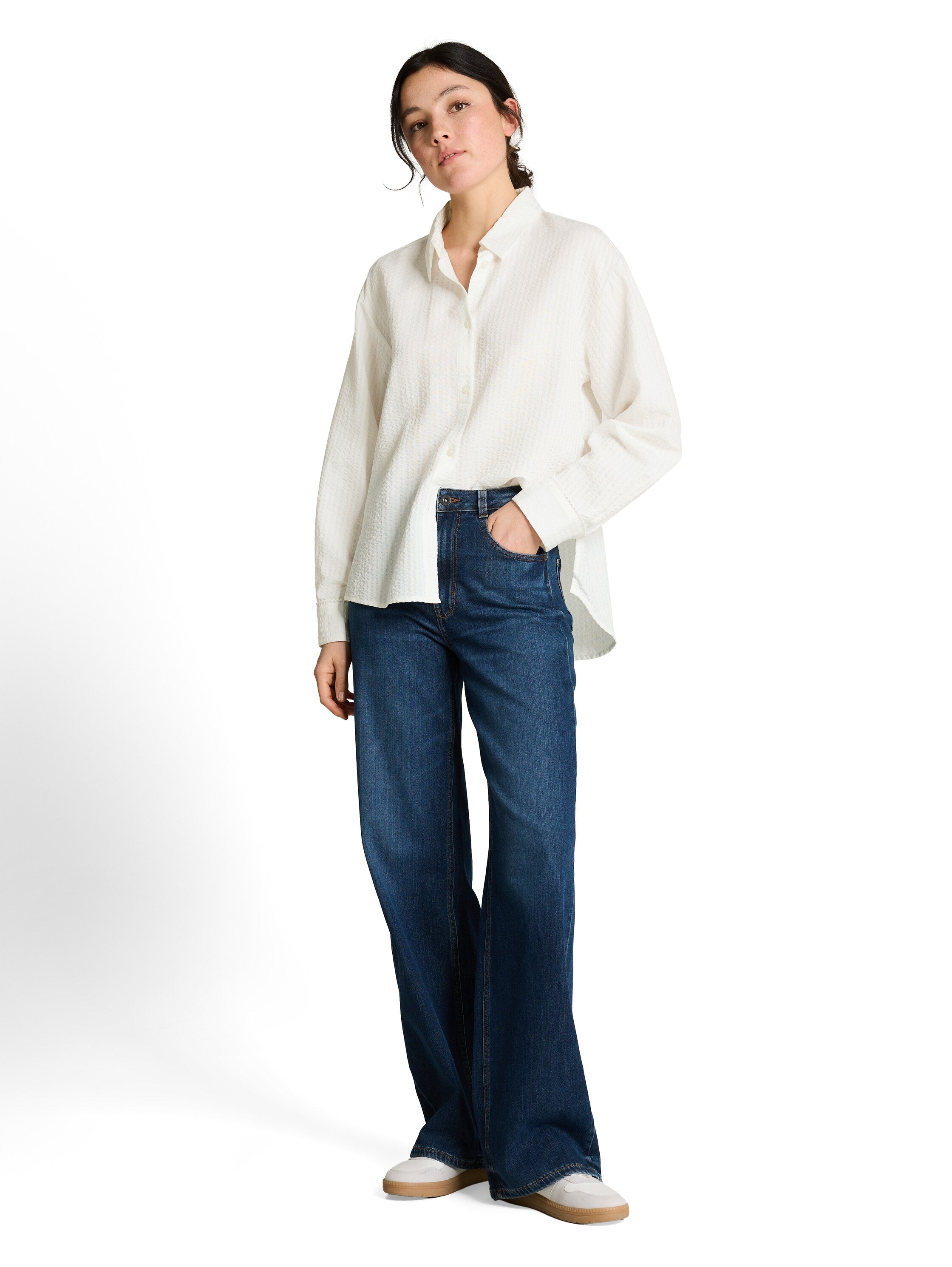 Tom Tailor Off White Loose Fit Shirt Blouse