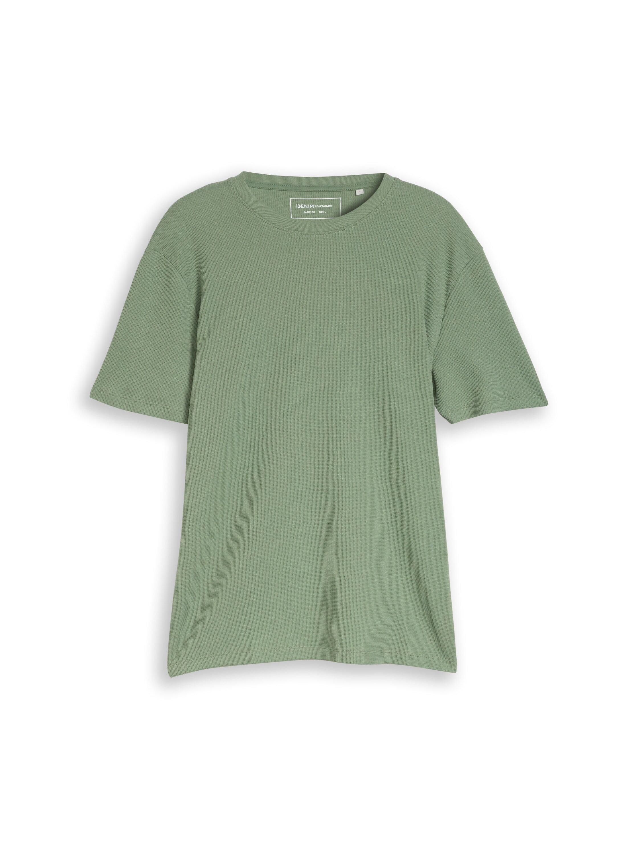Tom Tailor Green T-Shirt With Waffle Texture