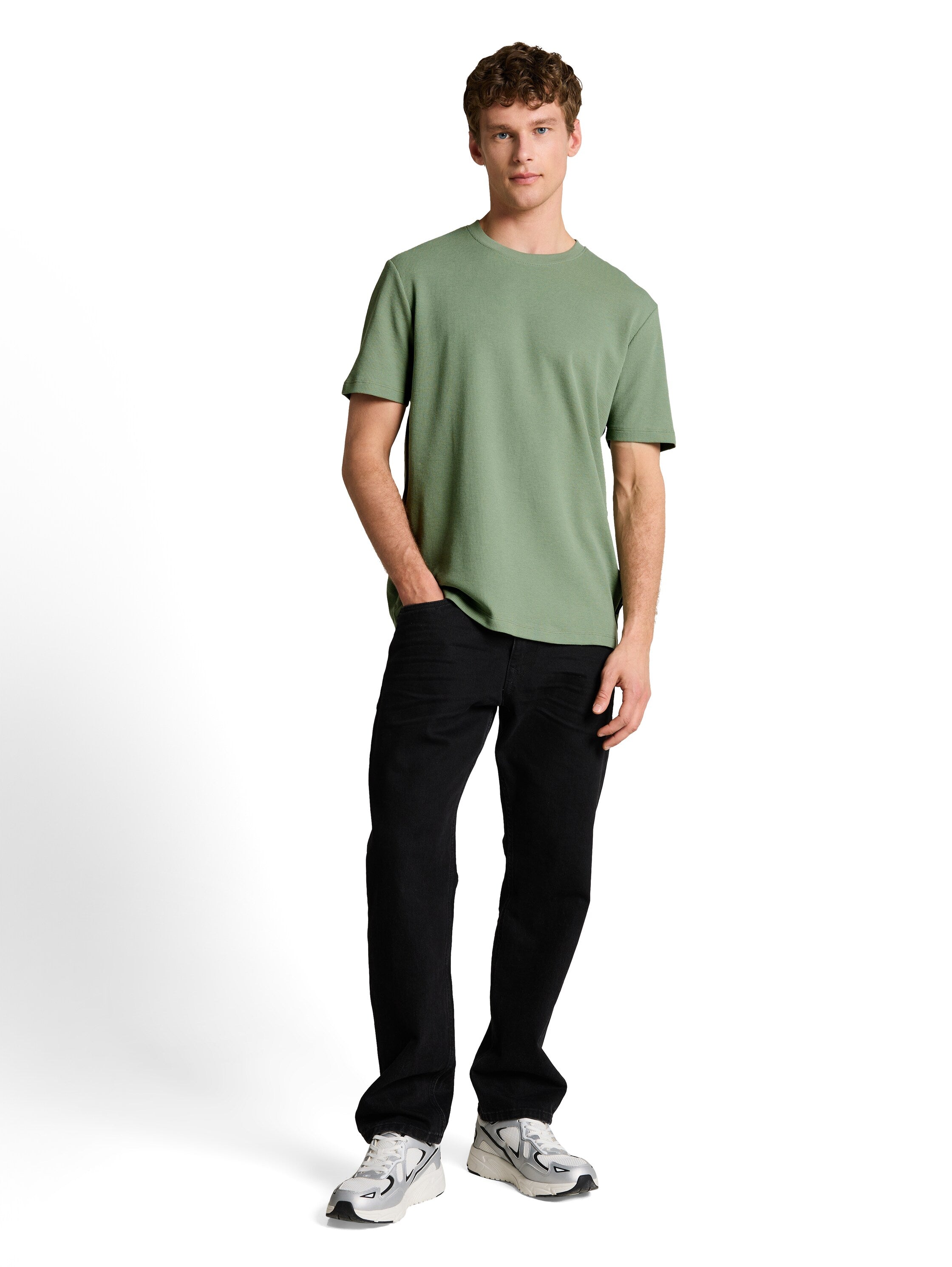 Tom Tailor Green T-Shirt With Waffle Texture