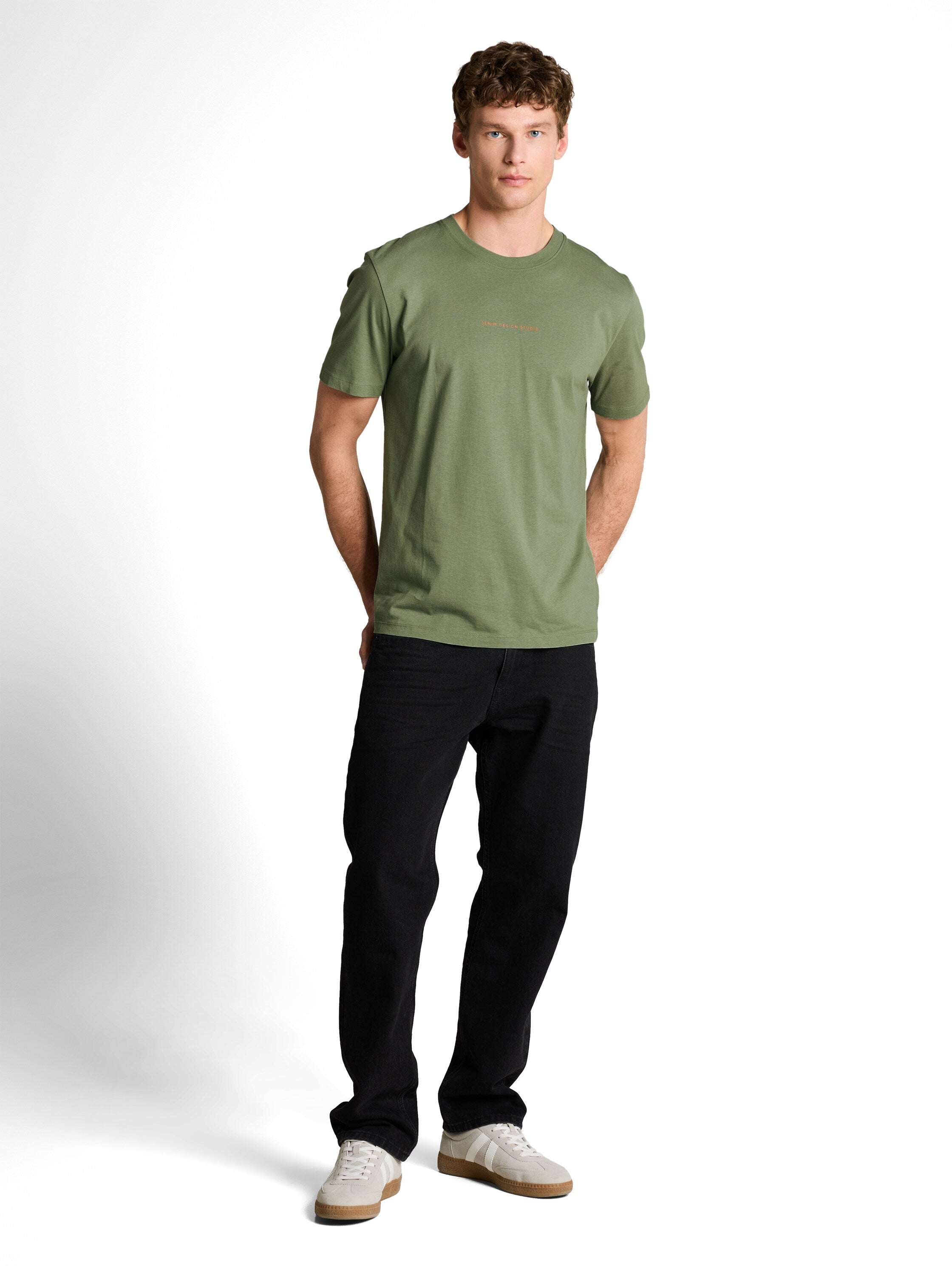 Tom Tailor Olive Green T-Shirt With Back Print
