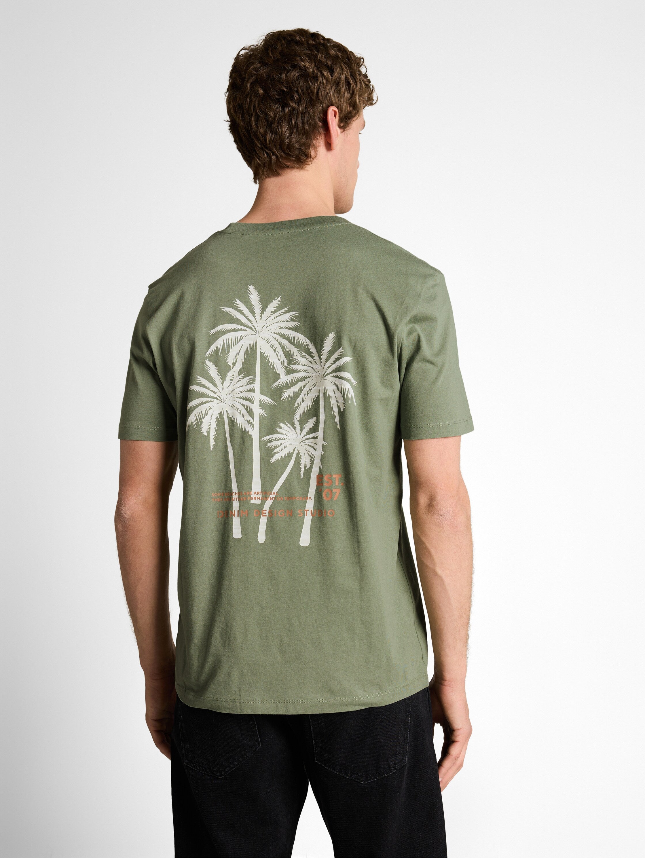 Tom Tailor Olive Green T-Shirt With Back Print