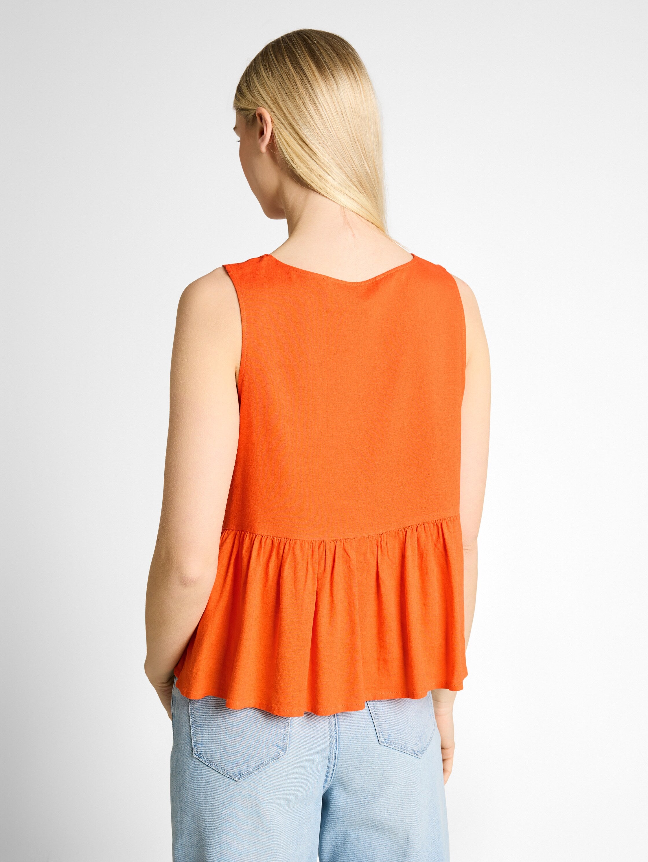 Tom Tailor Orange Blouse Top With Linen Blend