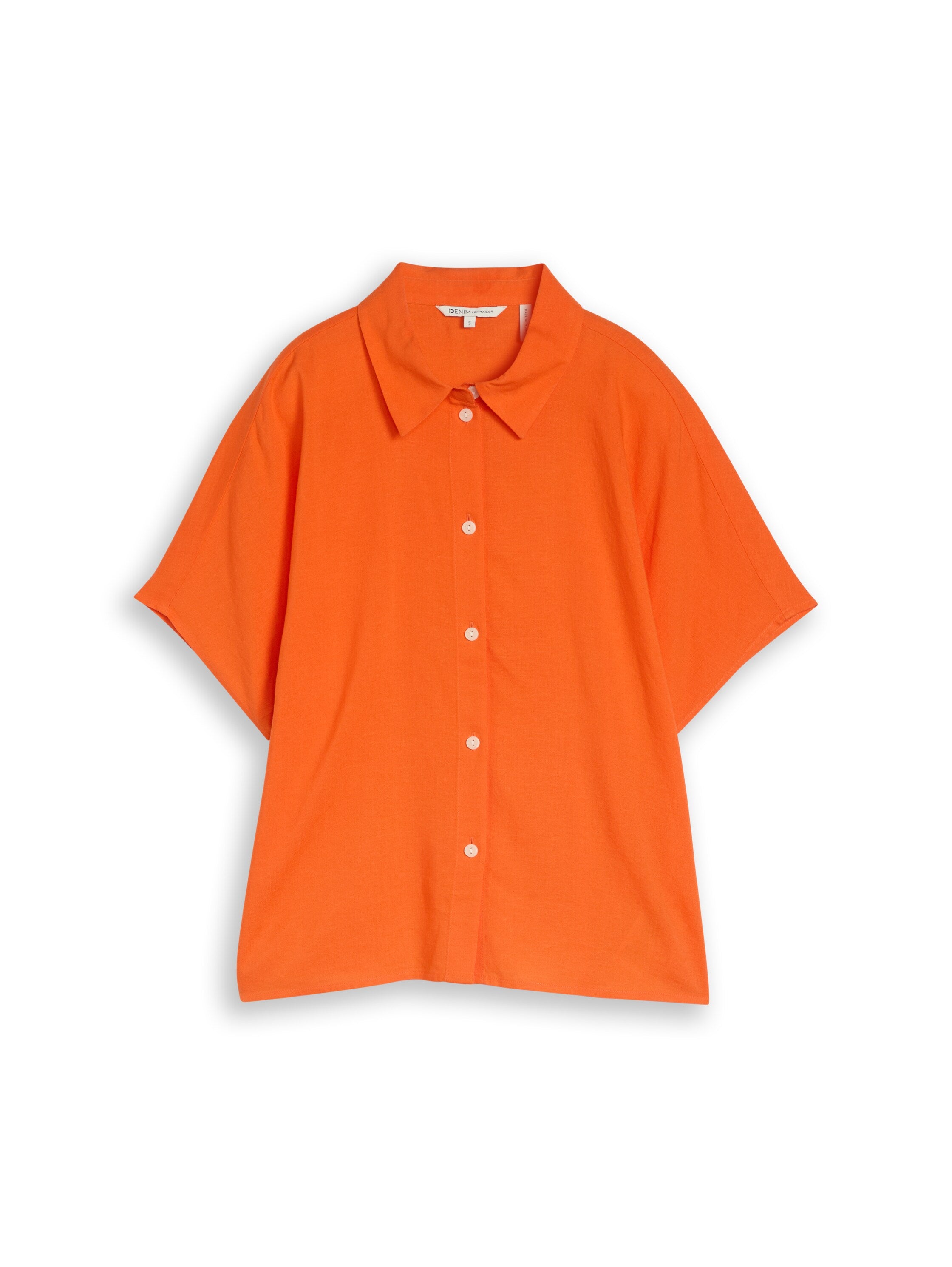 Tom Tailor Orange Boxy-Fit Blouse With Linen Blend