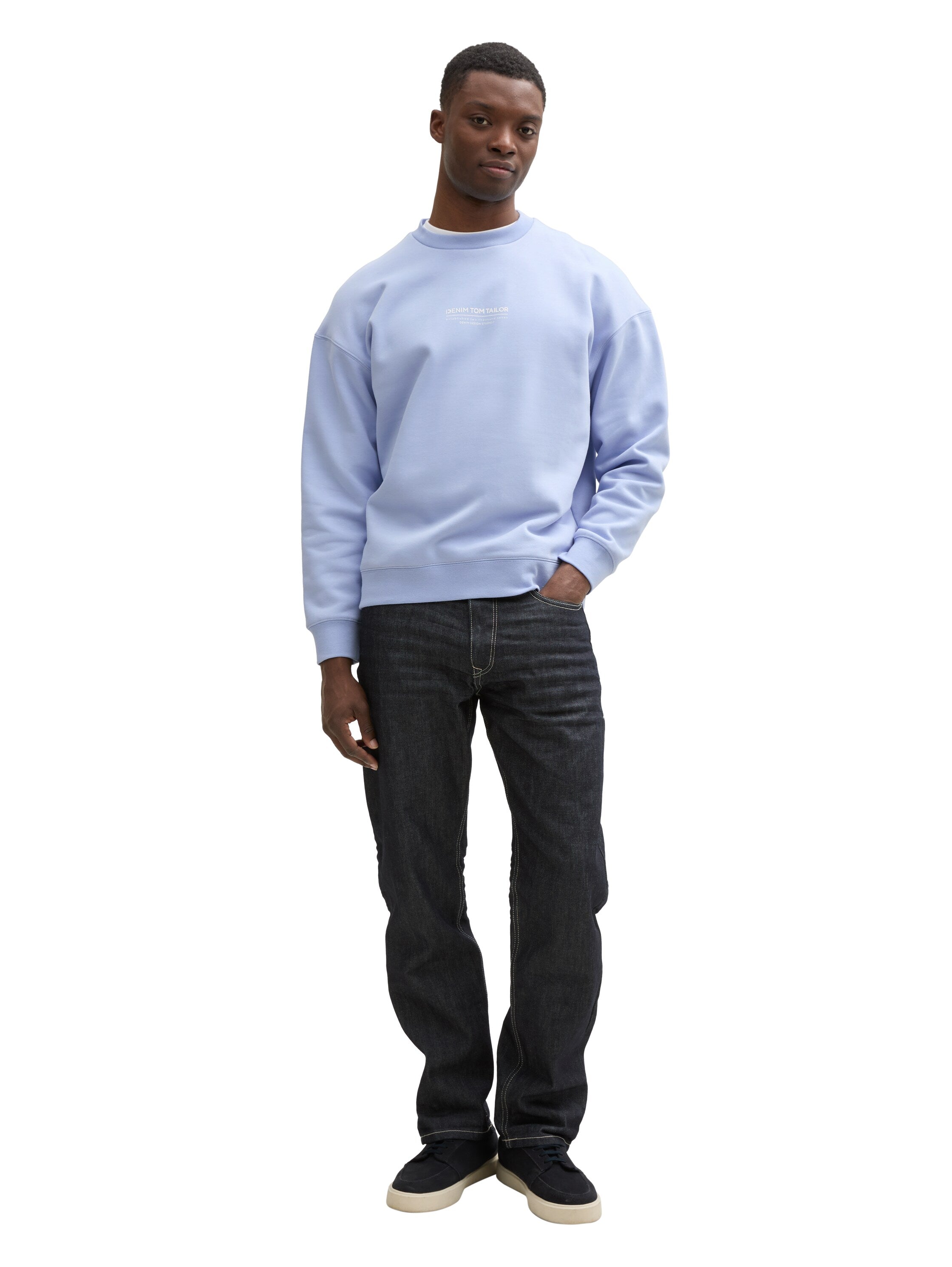 Tom Tailor Relaxed Blue Sweater With Logo Print
