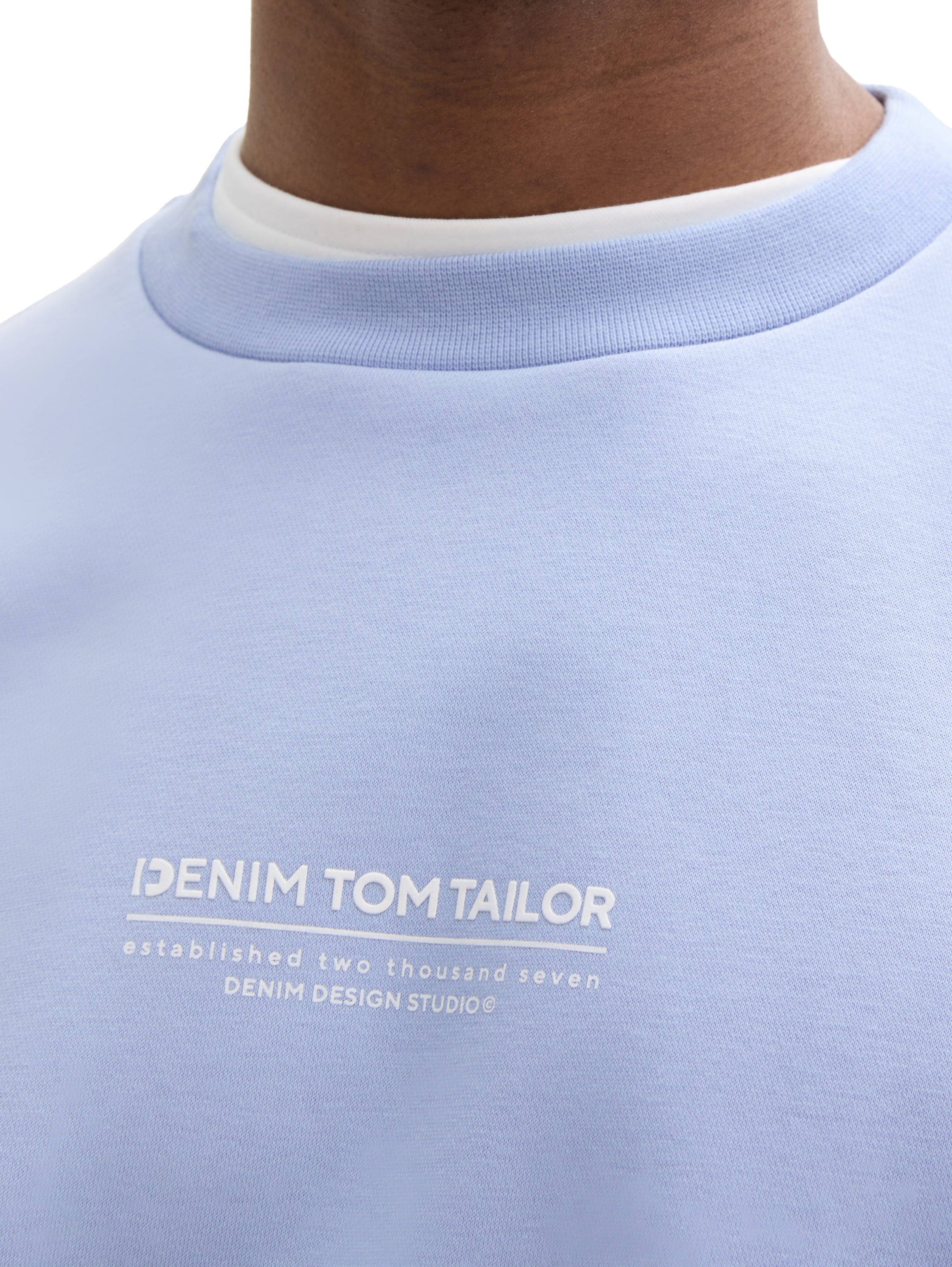 Tom Tailor Relaxed Blue Sweater With Logo Print