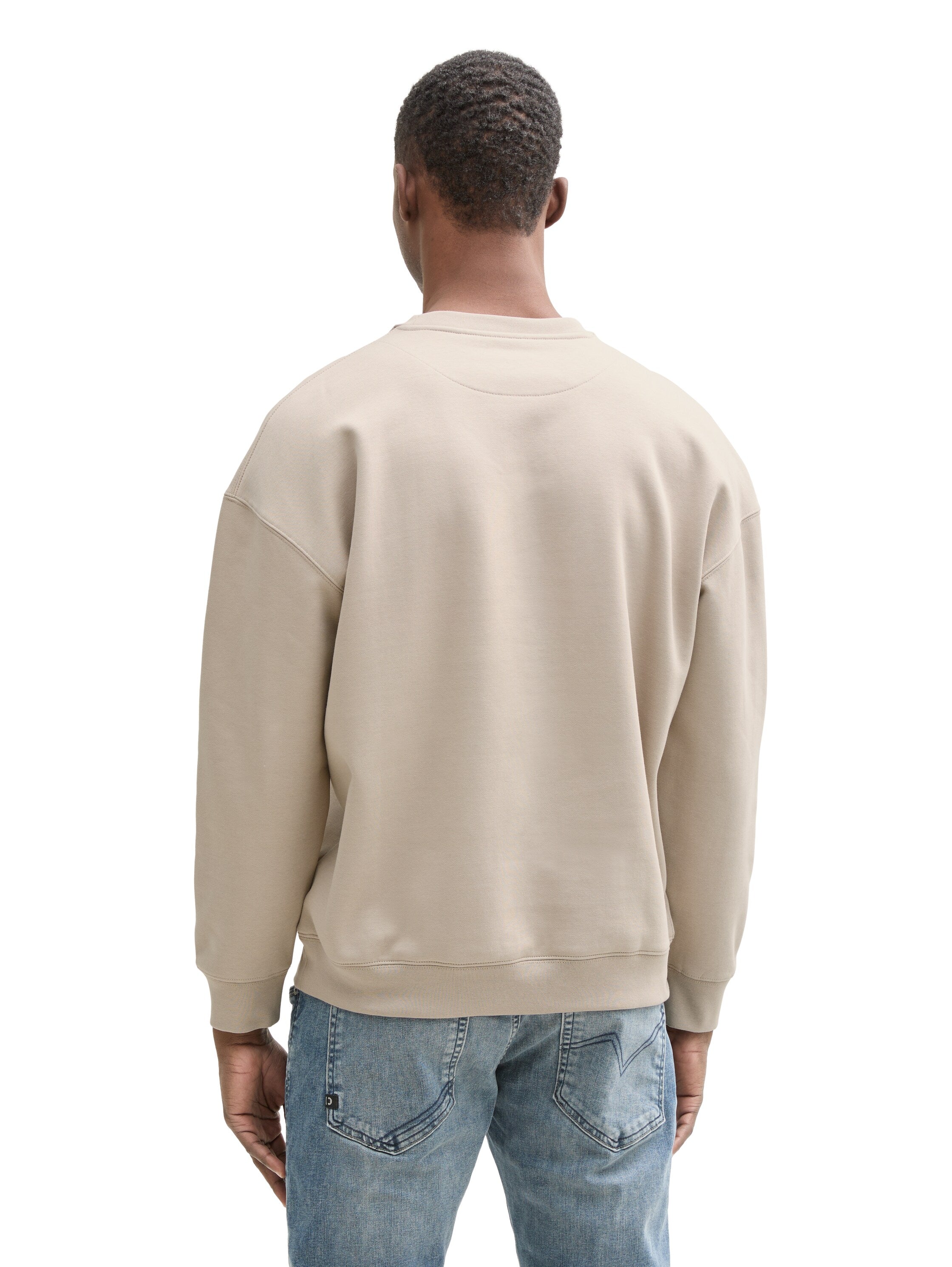 Tom Tailor Relaxed Light Dove Grey Sweater With Logo Print
