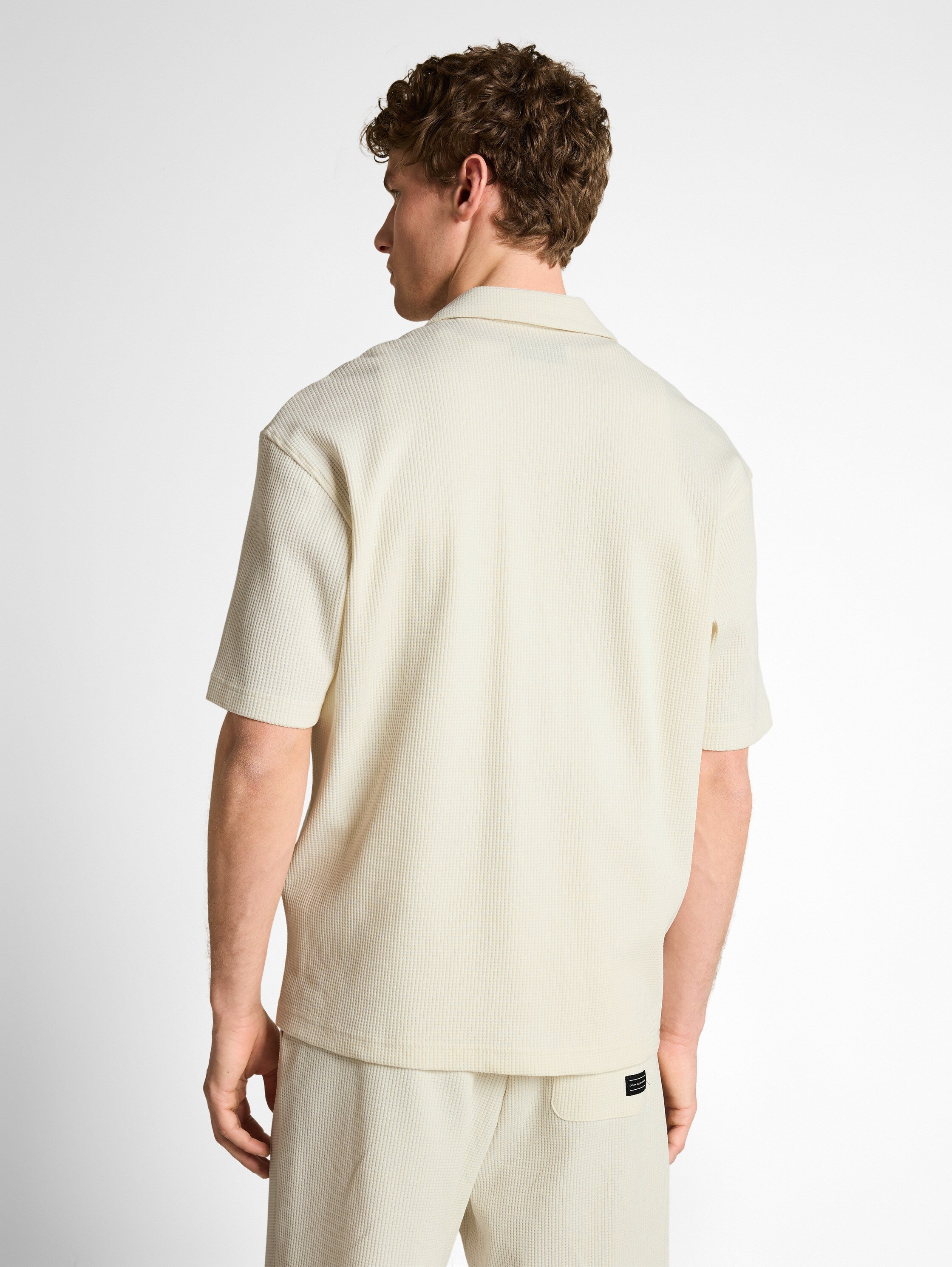 Tom Tailor Relaxed Fit Off-White Resort Shirt With Waffle Texture