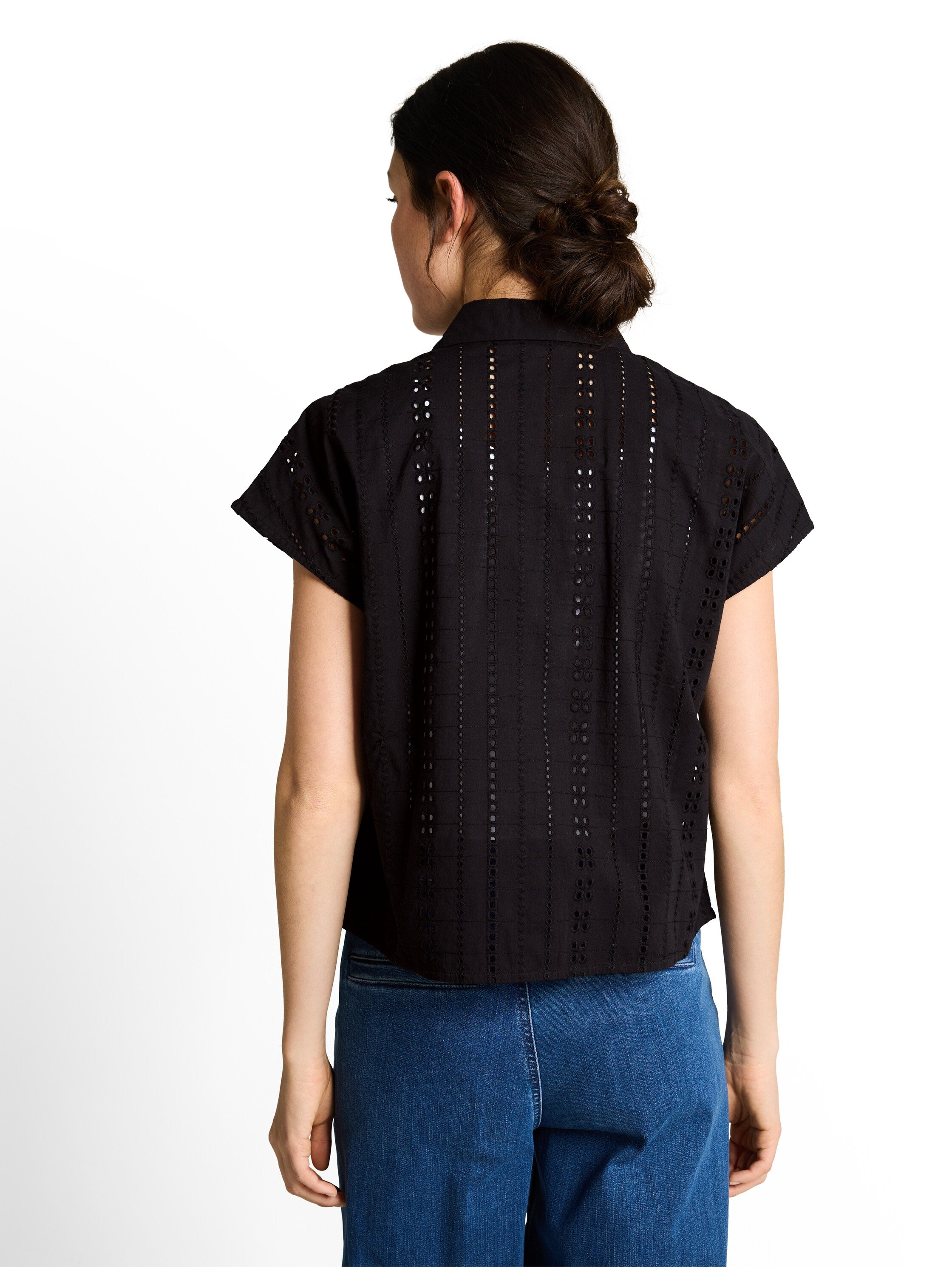 Tom Tailor Black Blouse With Eyelet Embroidery