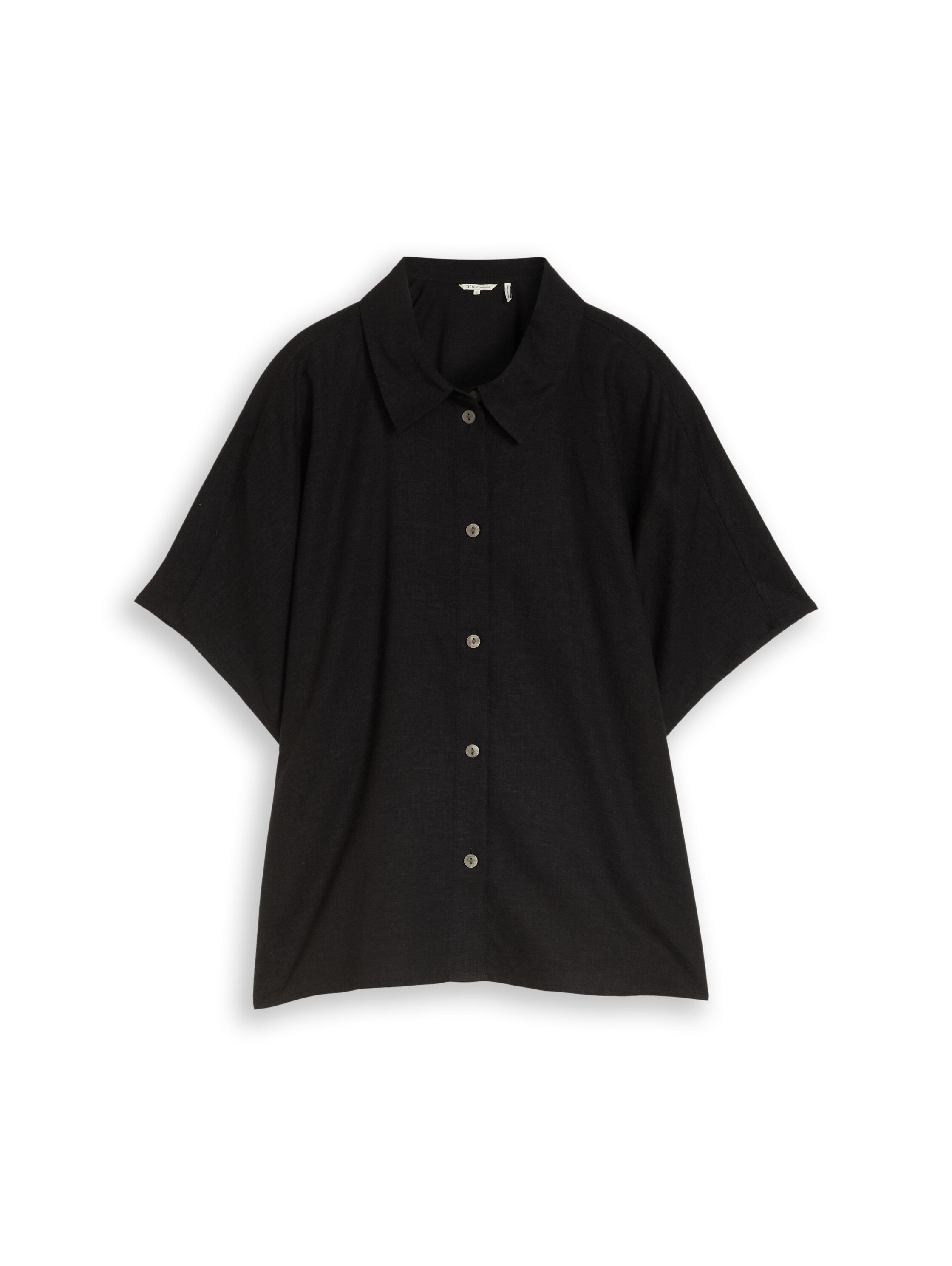Tom Tailor Black Boxy-Fit Blouse With Linen Blend