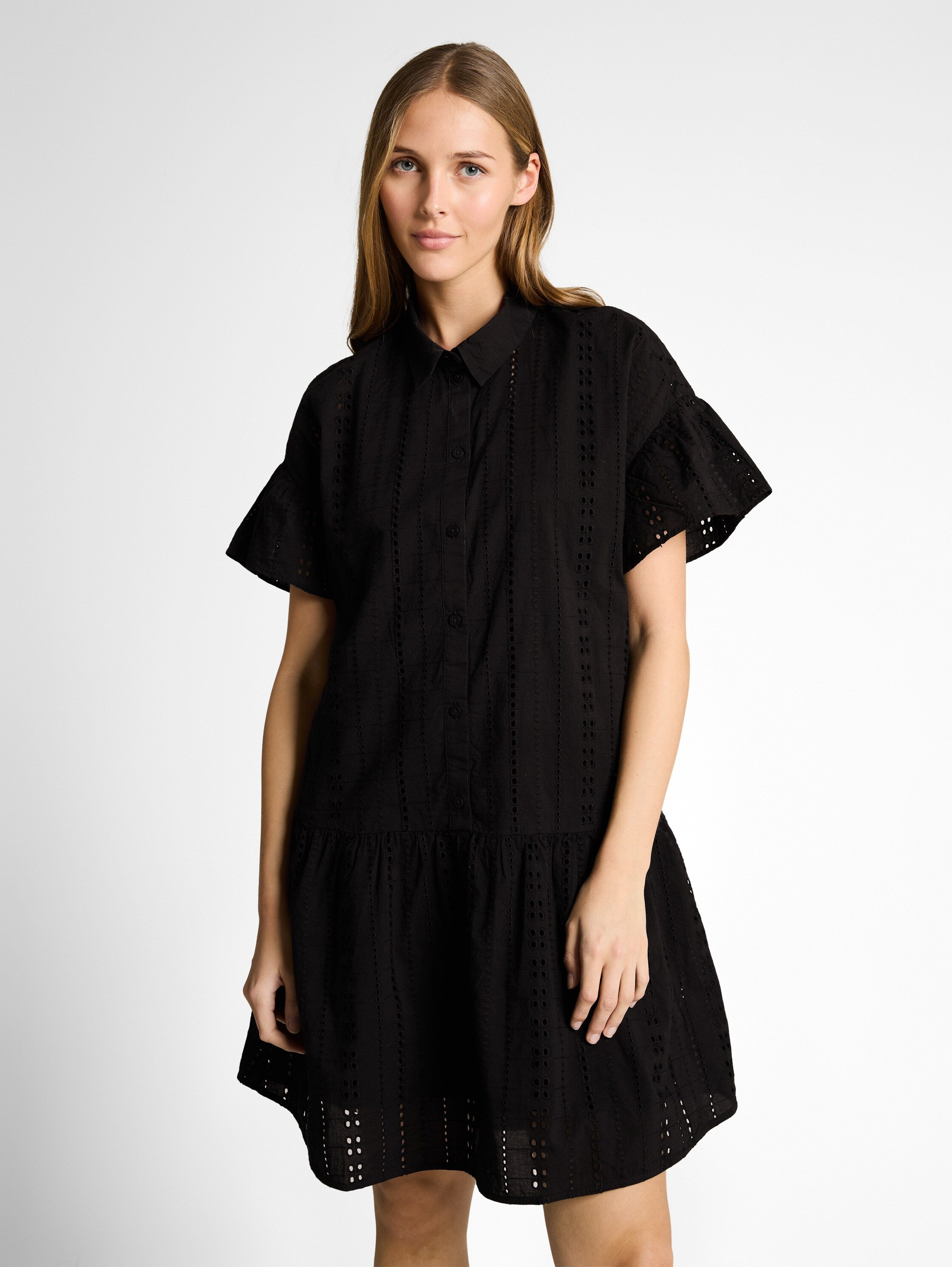 Tom Tailor Black Mini Dress With Lock Embroidery