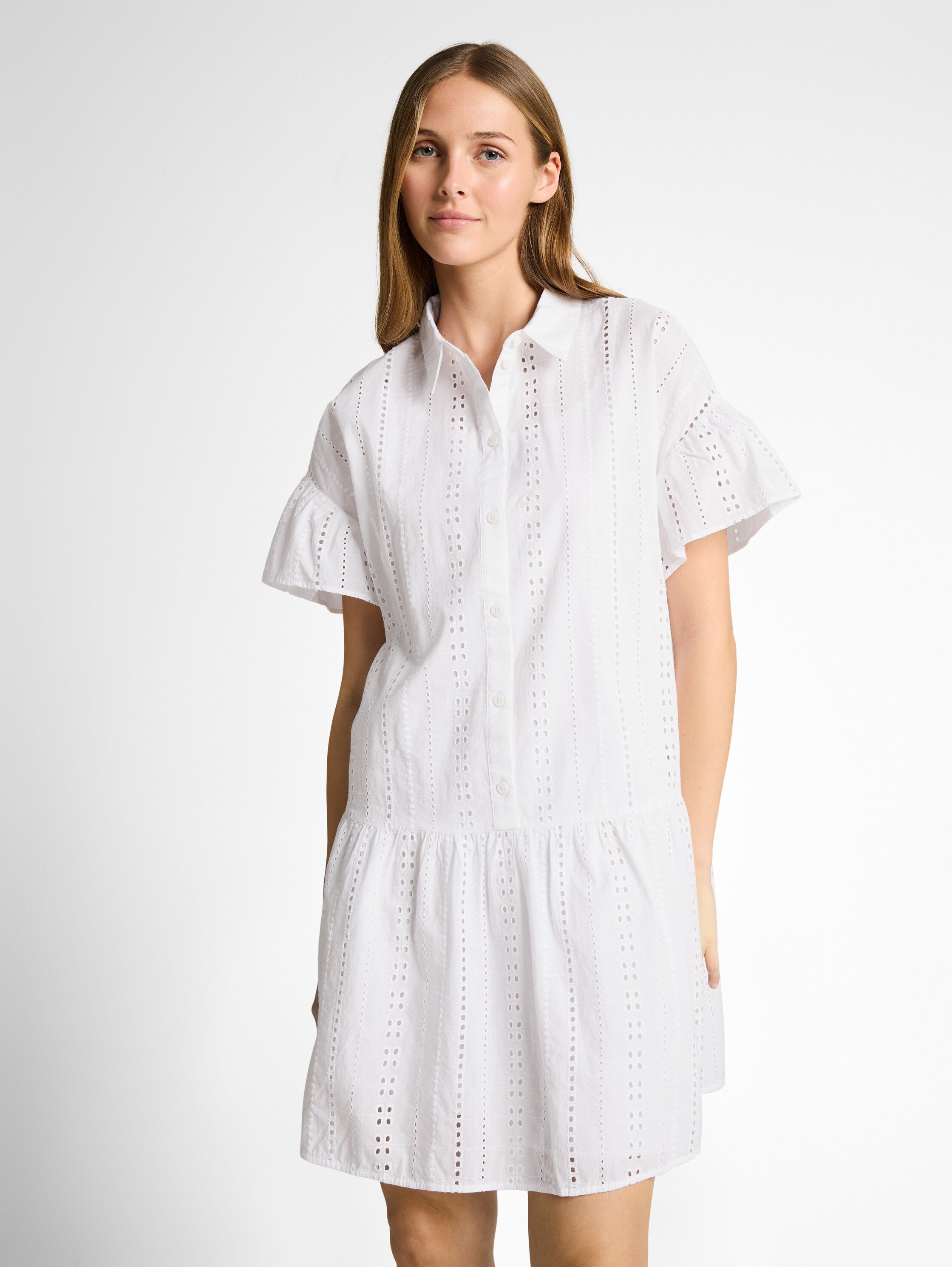 Tom Tailor White Mini Dress With Lock Embroidery