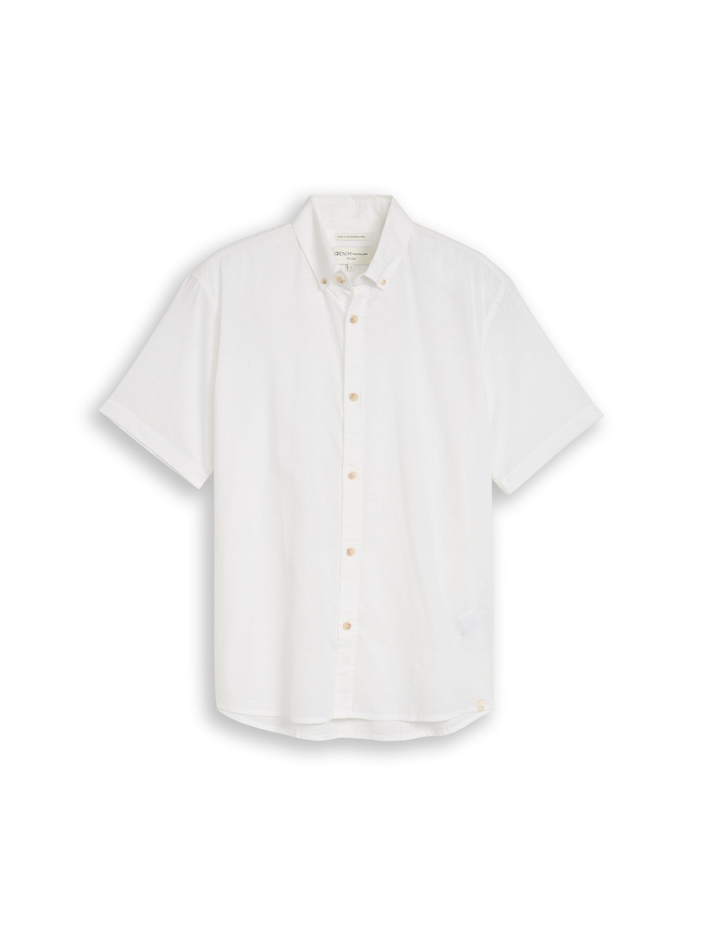 Tom Tailor White Shirt With Linen Blend