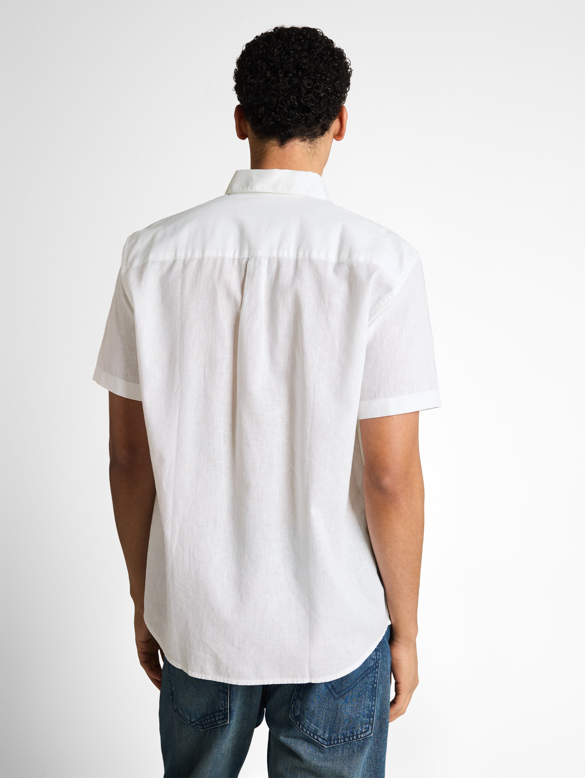 Tom Tailor White Shirt With Linen Blend