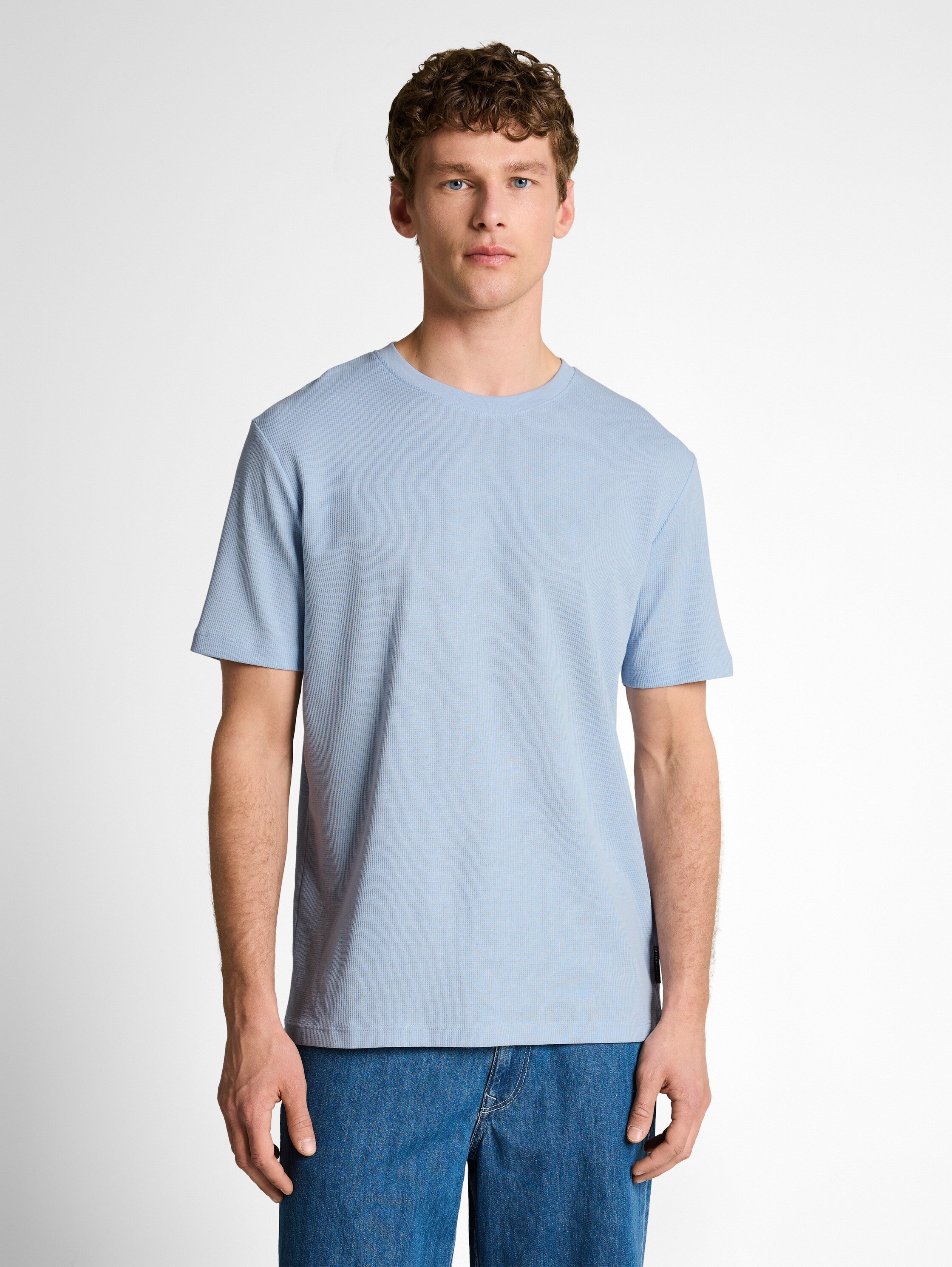 Tom Tailor Blue T-Shirt With Waffle Texture