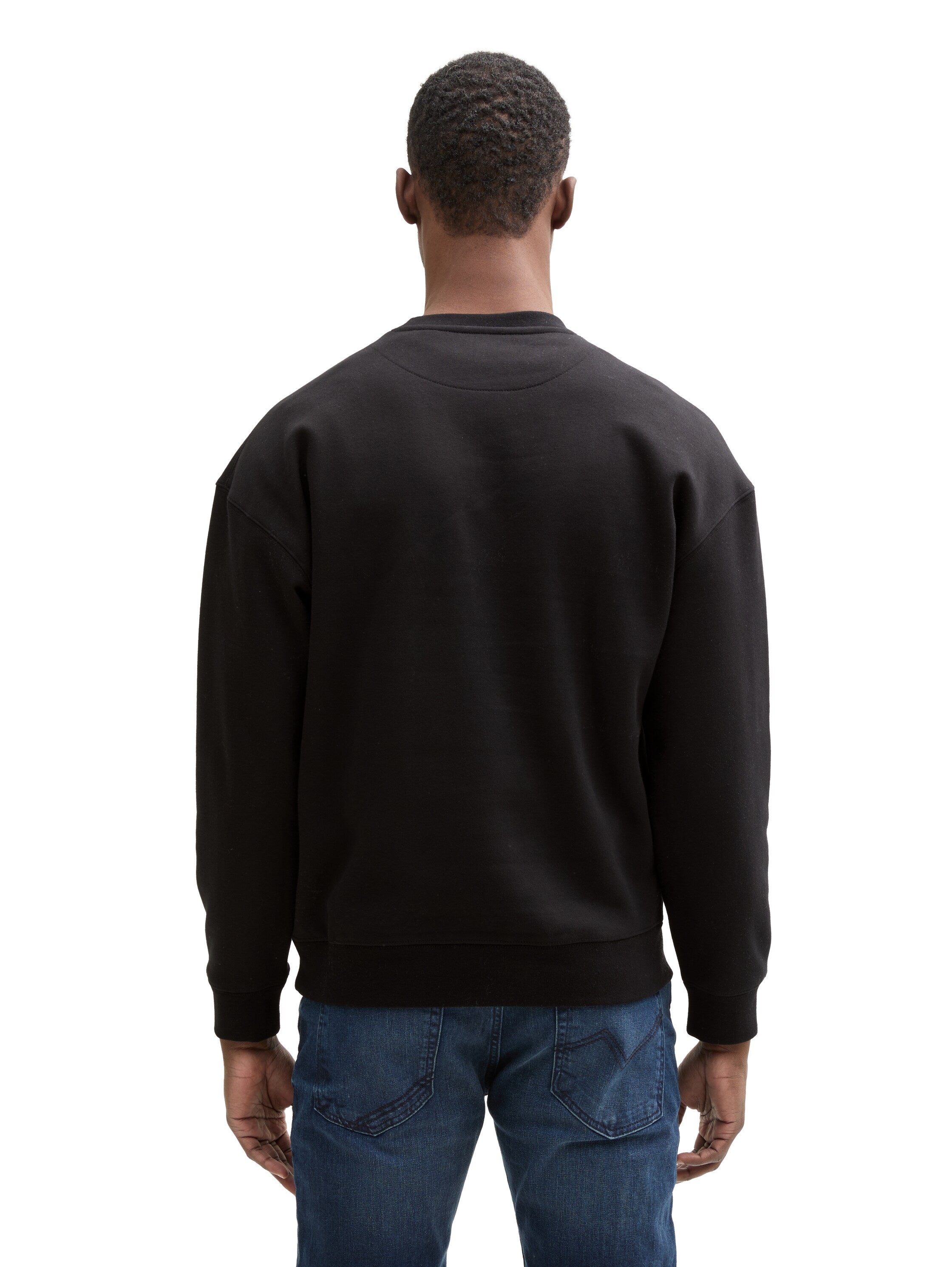 Tom Tailor Relaxed Black Sweater With Logo Print