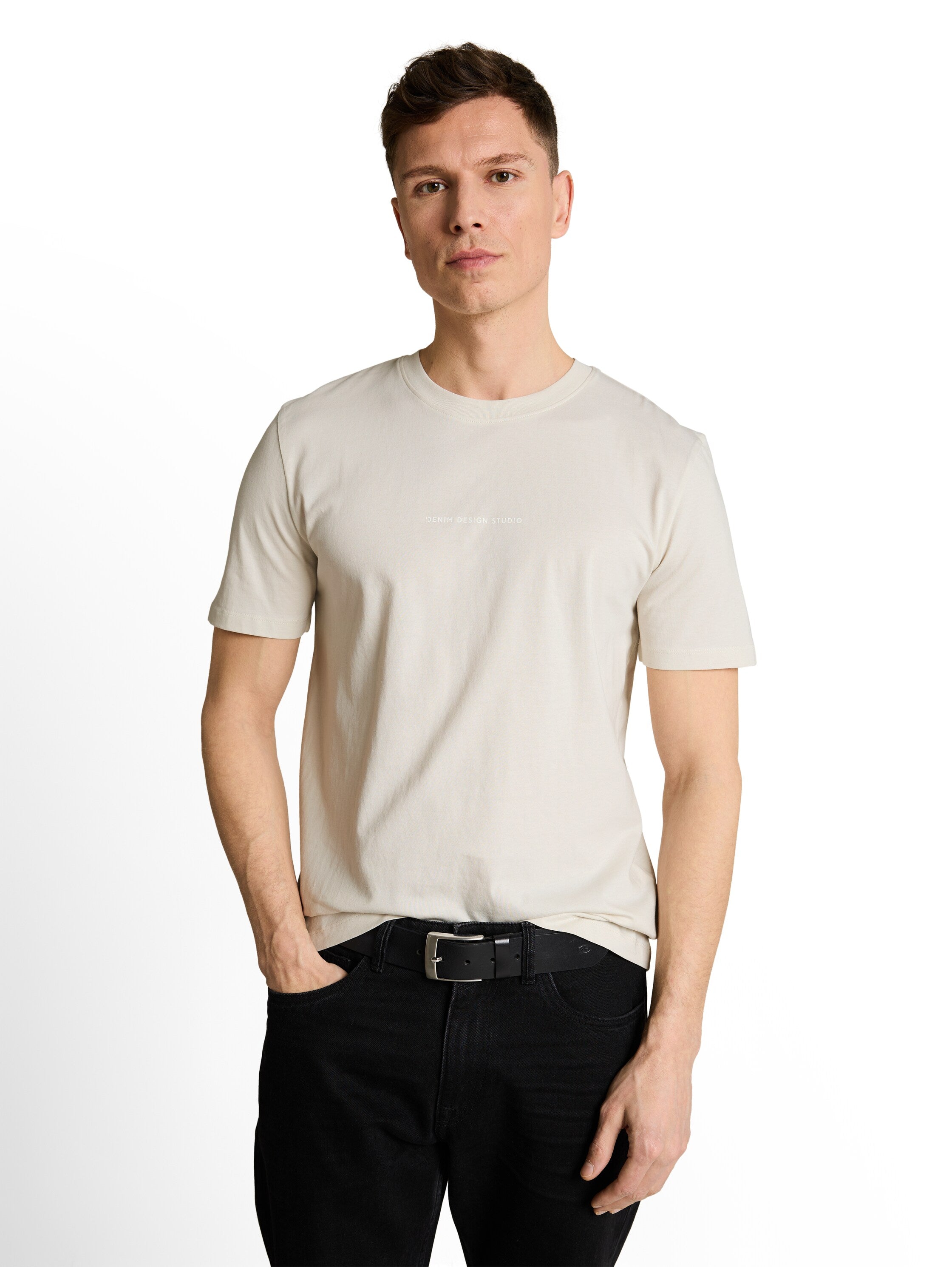 Tom Tailor Greyish White T-Shirt With Back Print