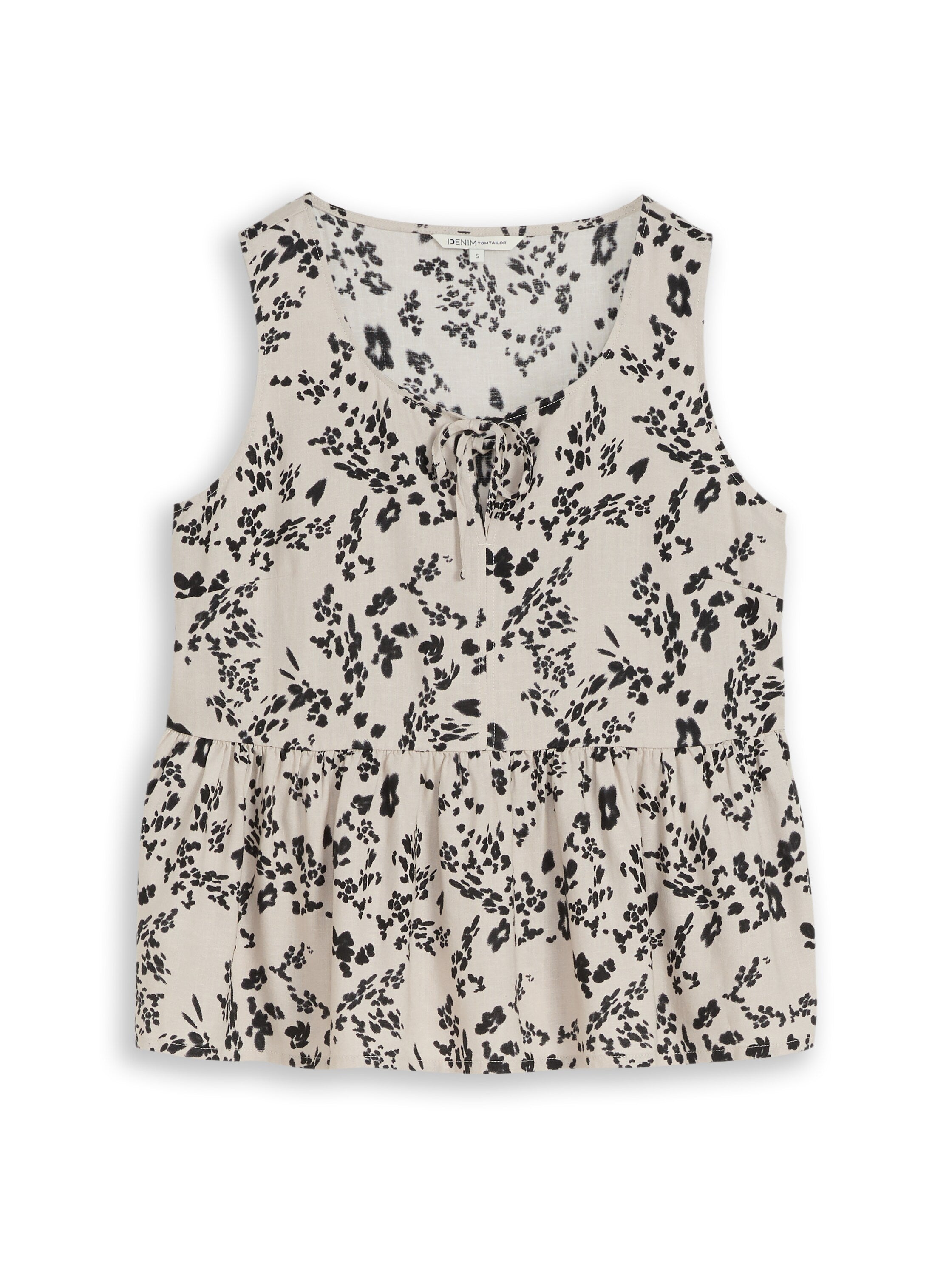 Tom Tailor Beige Black Flower Print Blouse Top