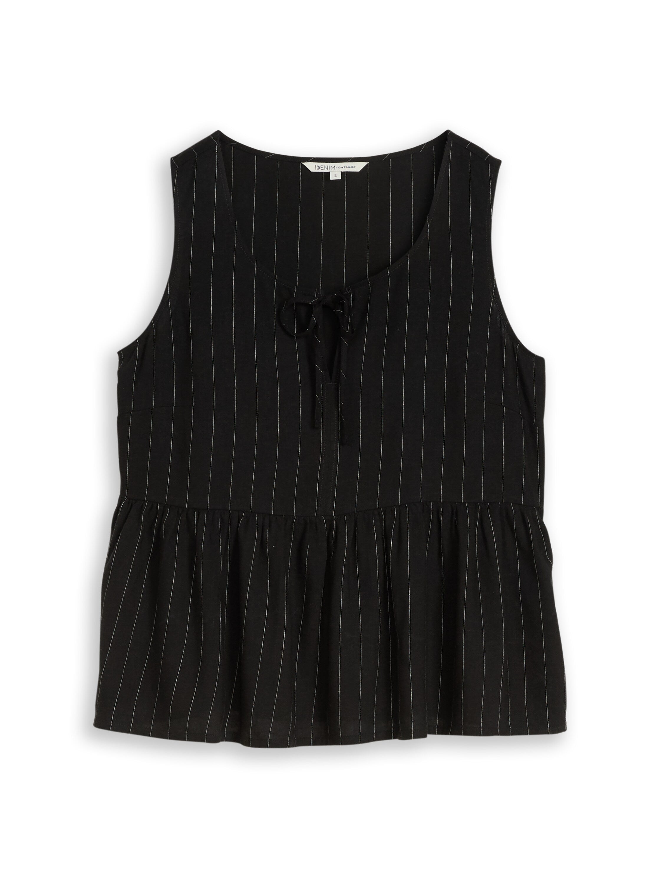 Tom Tailor Black Beige Vertical Striped Blouse Top