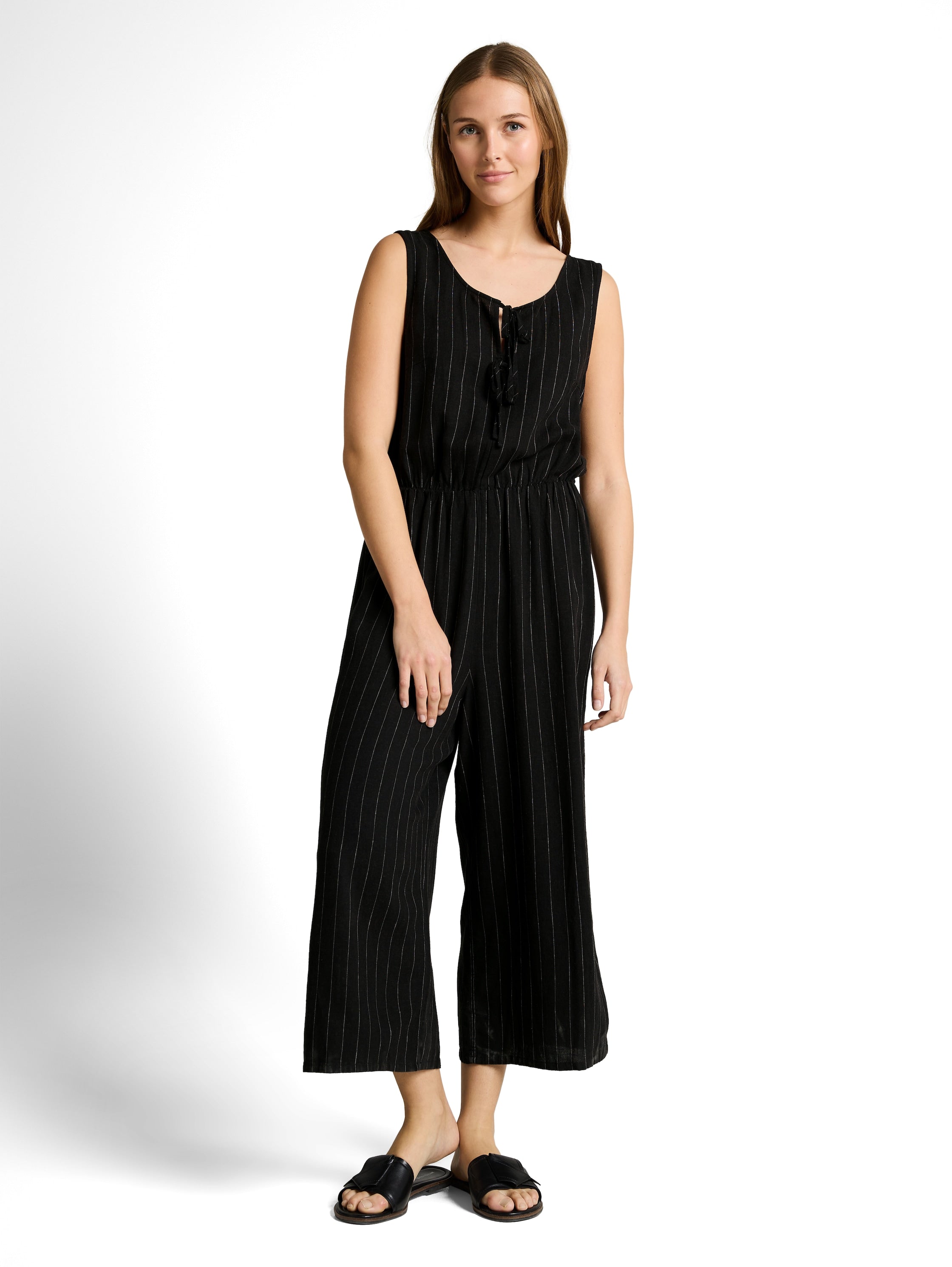 Tom Tailor Black Beige Vertical Striped Overall