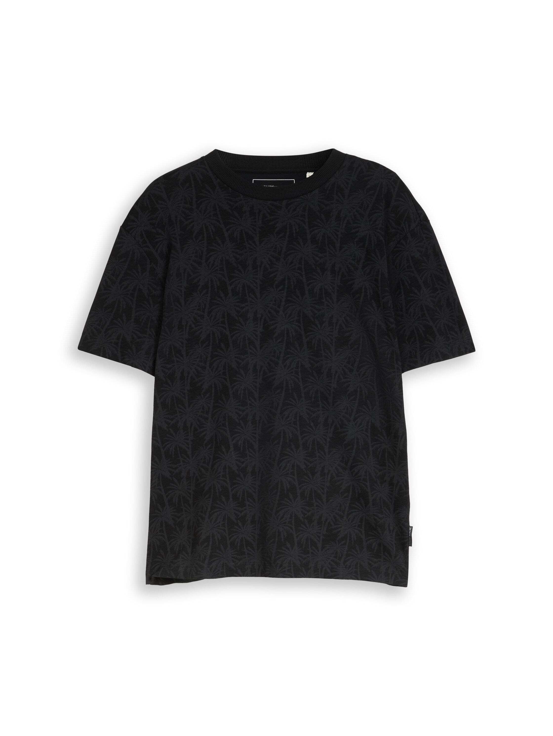 Tom Tailor Relaxed Fit Black T-Shirt With Palm Print