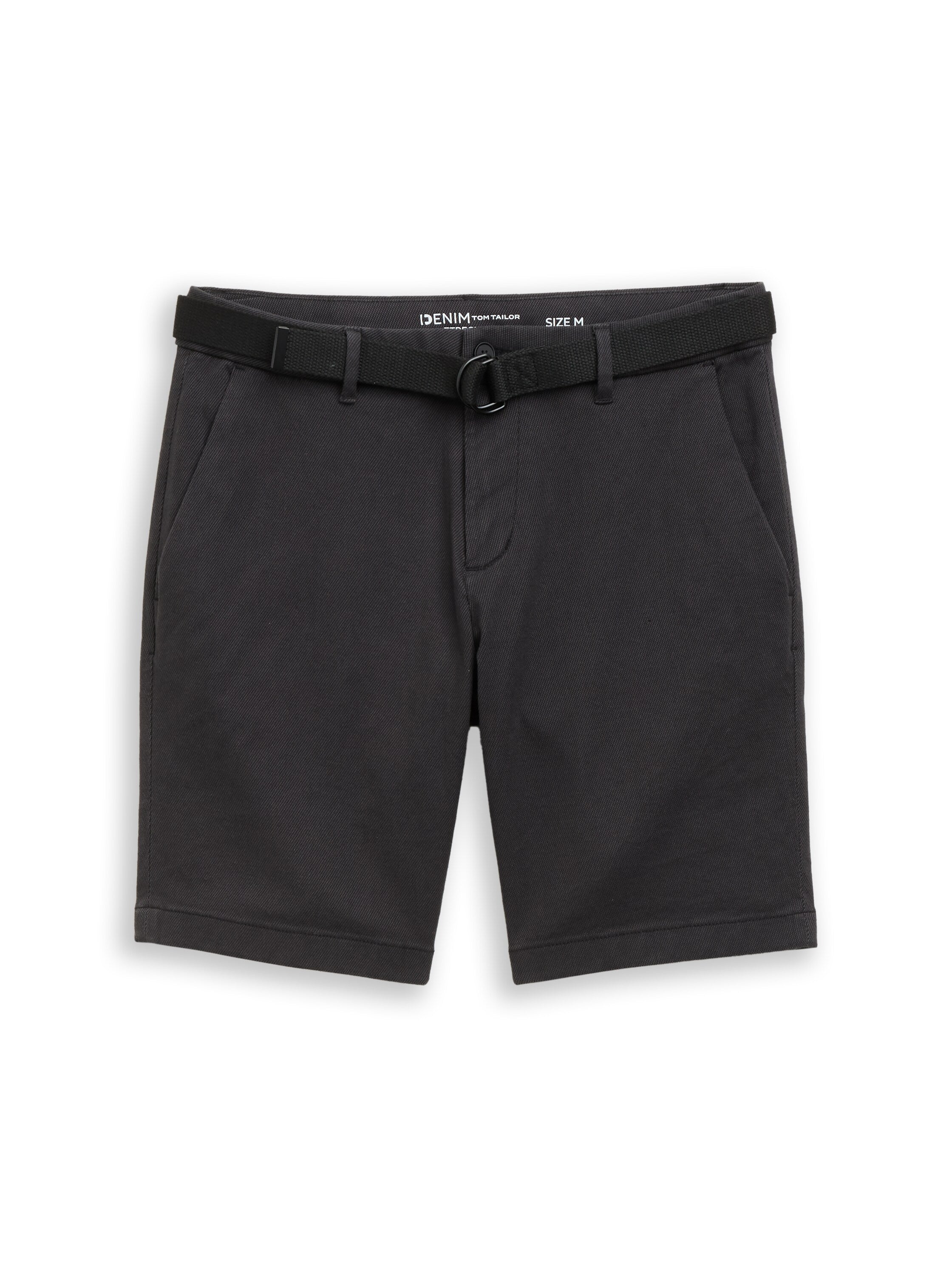 Tom Tailor Black Tonal Regular Chino Shorts With Belt