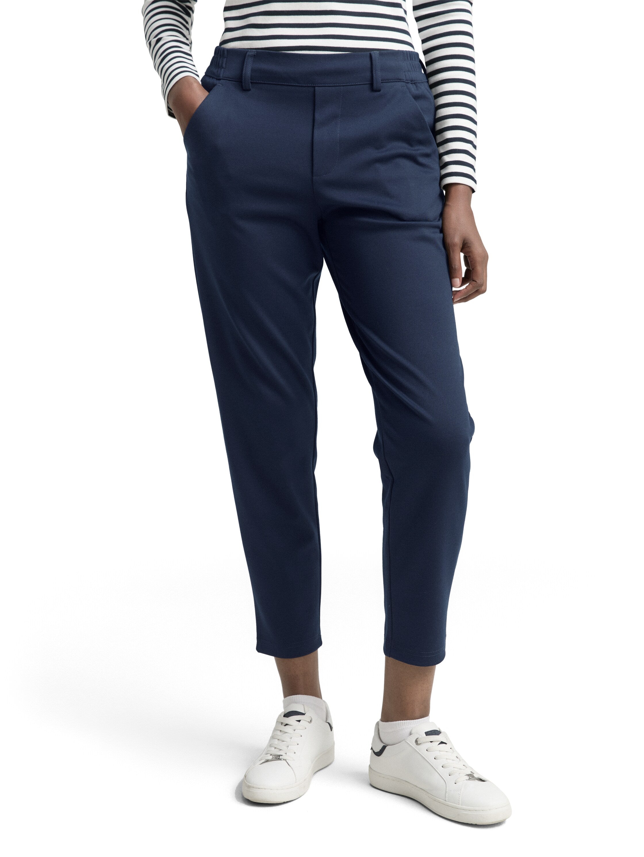 Tom Tailor Relaxed Fit Navy Pant With Elastic Waistband