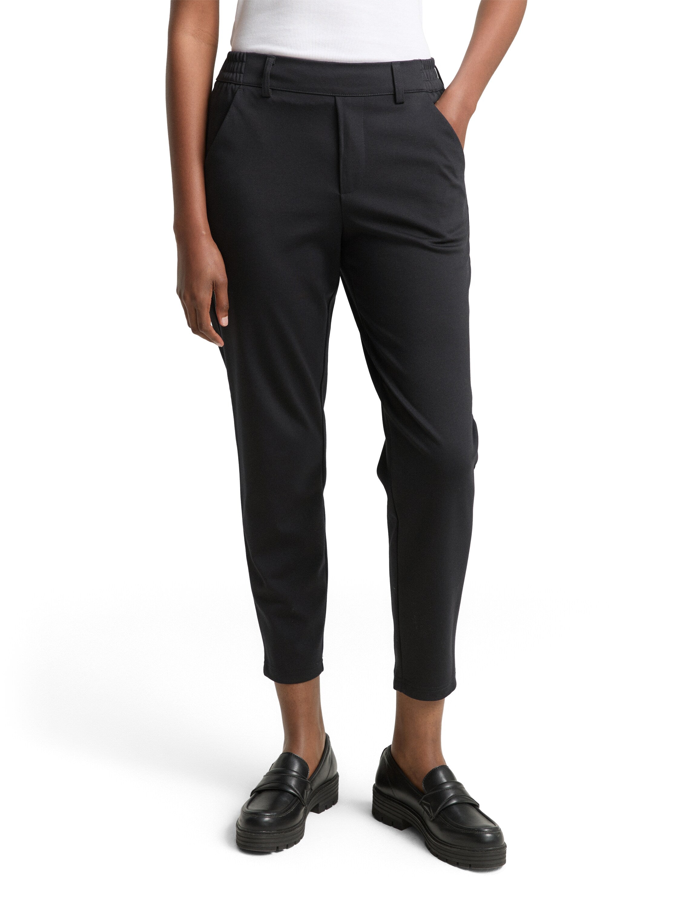 Tom Tailor Relaxed Fit Black Pant With Elastic Waistband