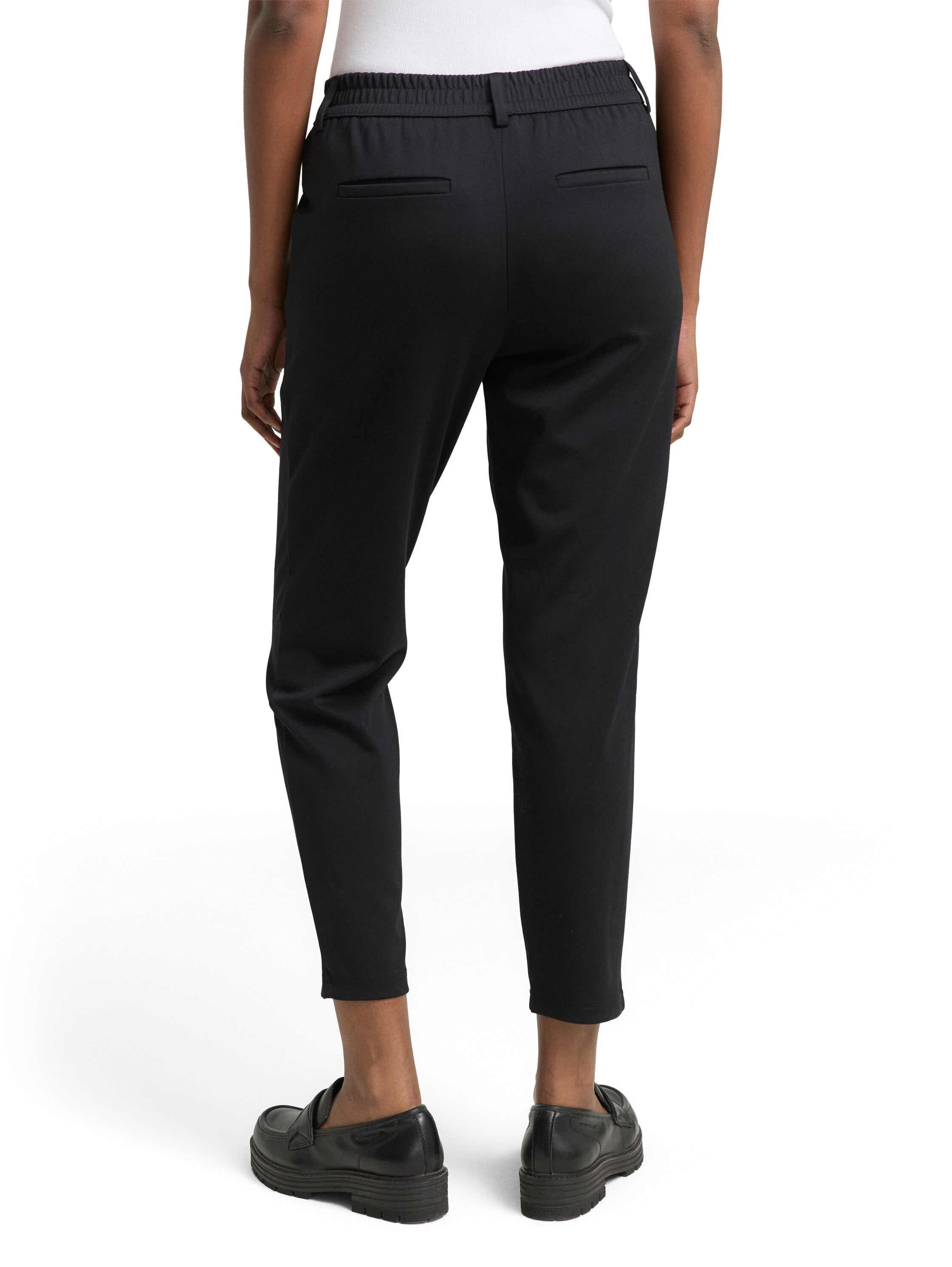 Tom Tailor Relaxed Fit Black Pant With Elastic Waistband