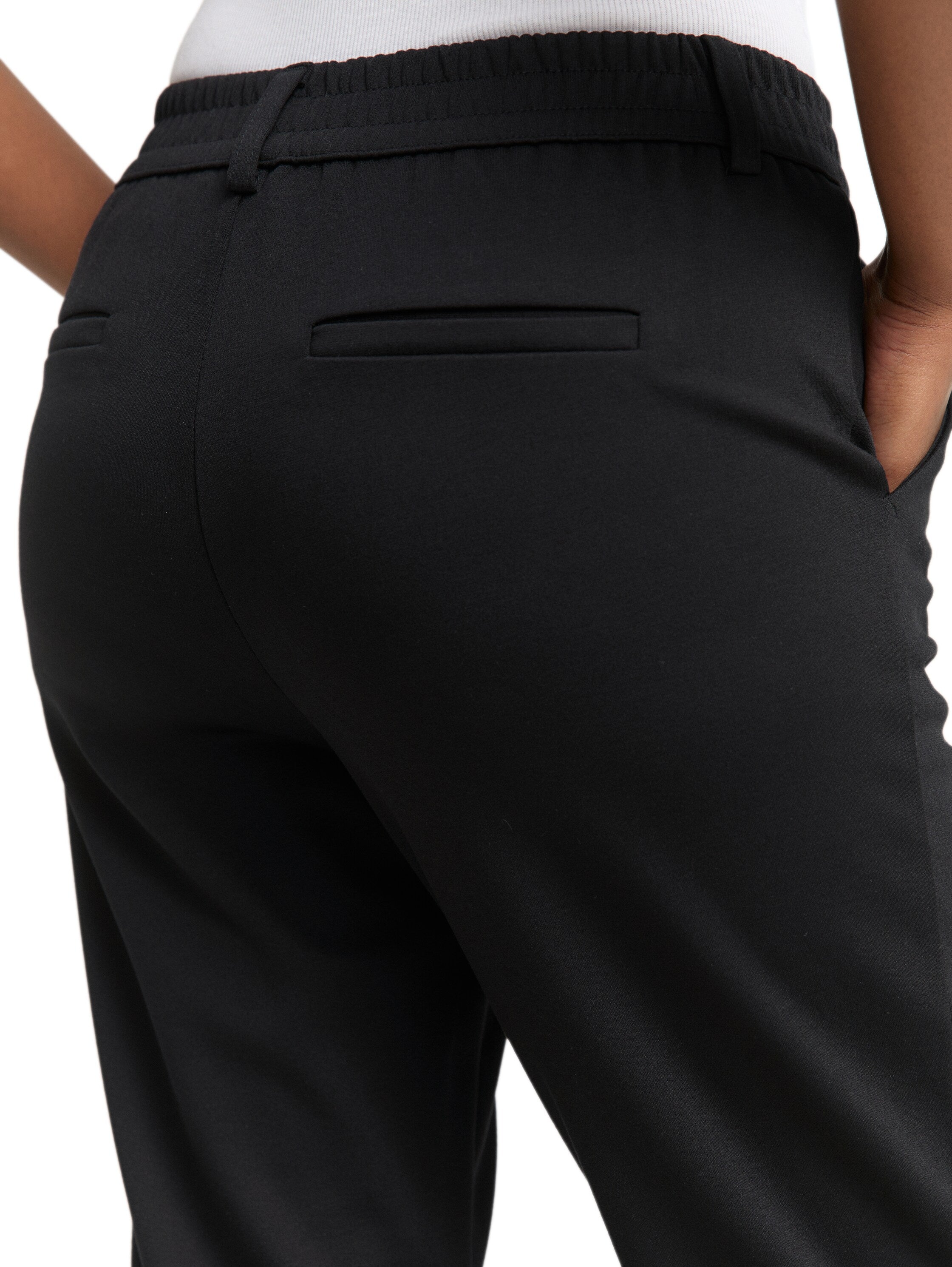 Tom Tailor Relaxed Fit Black Pant With Elastic Waistband