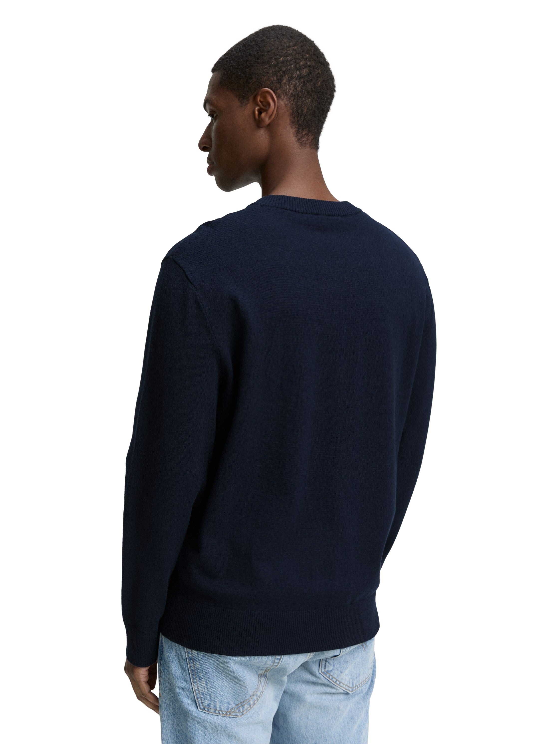 Tom Tailor Basic Knitted Dark Navy Cotton Pullover