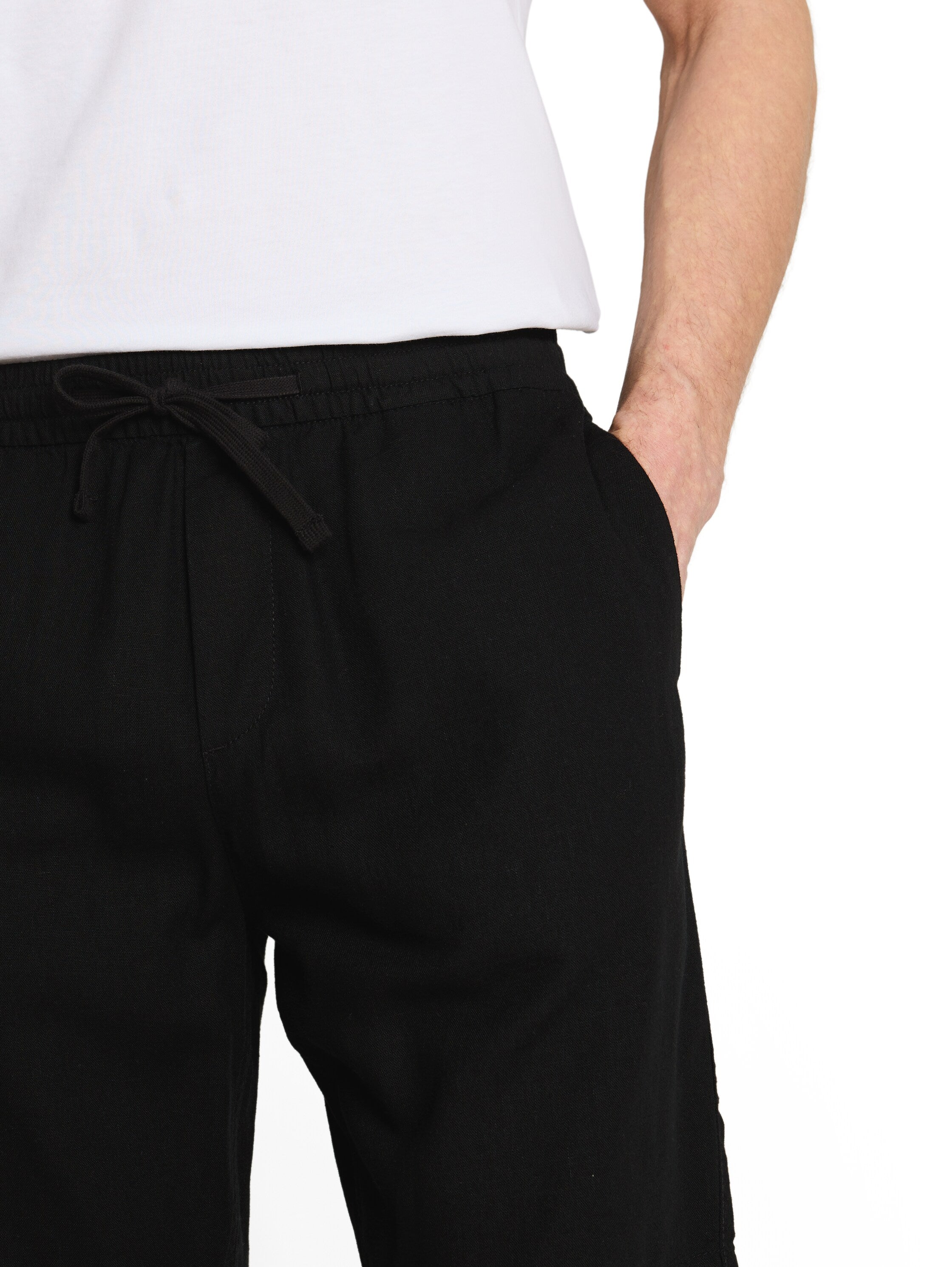 Tom Tailor Black Relaxed-Fit Linen Shorts