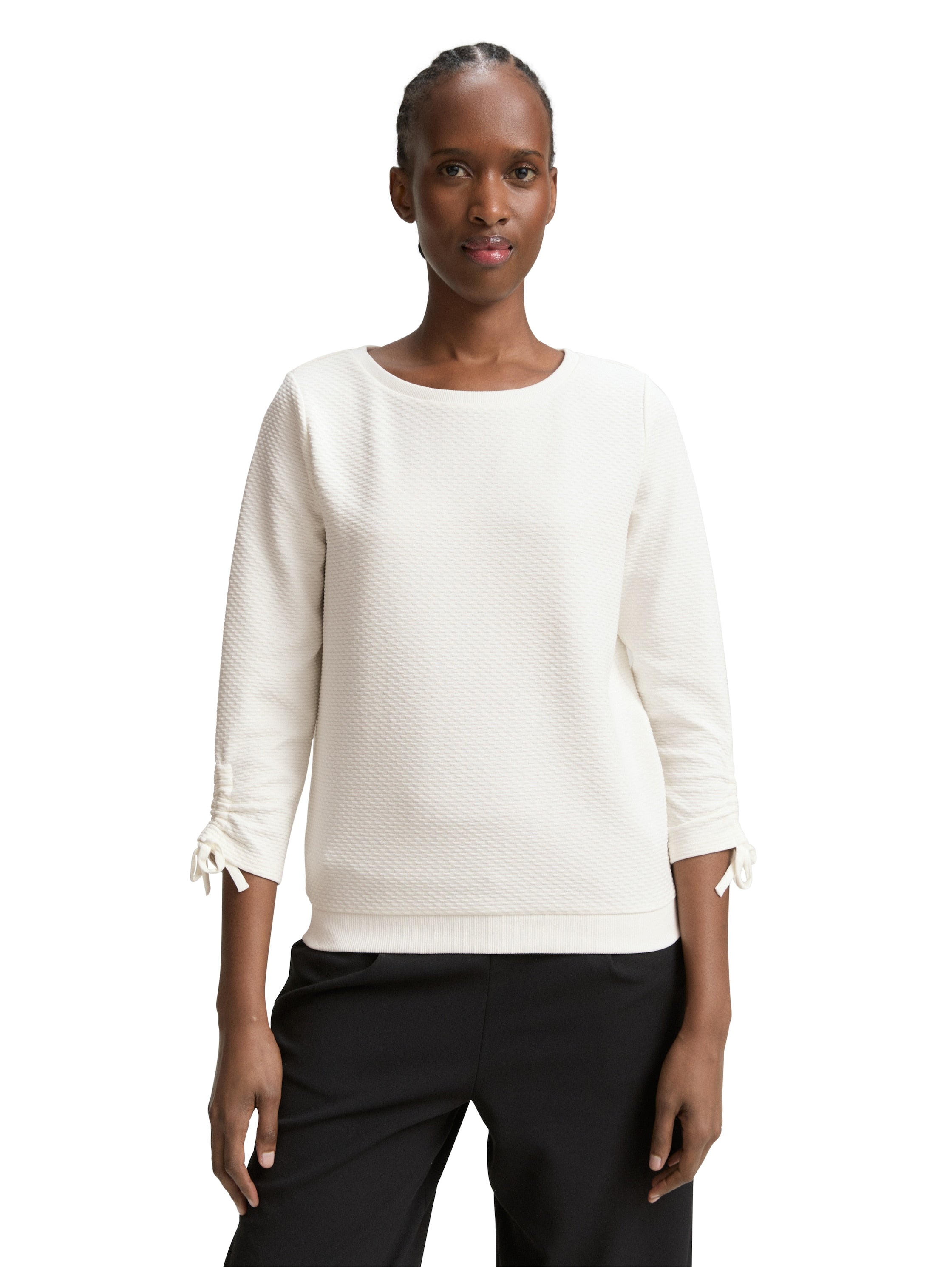 Tom Tailor Offwhite Sweater With Gathered Sleeves