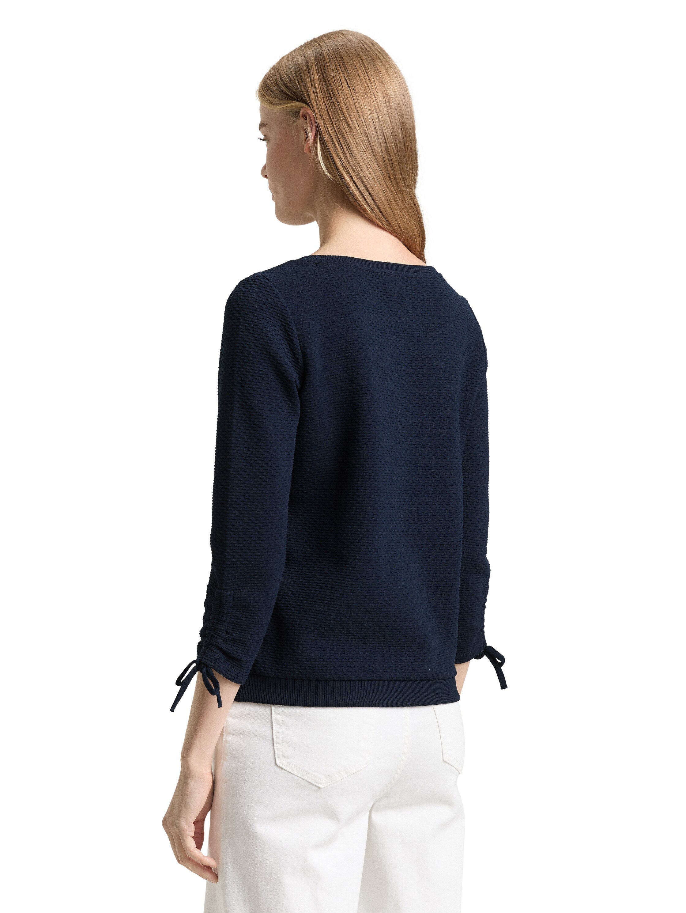 Tom Tailor Navy Slim Fit Sweatshirt With Gathered Sleeves