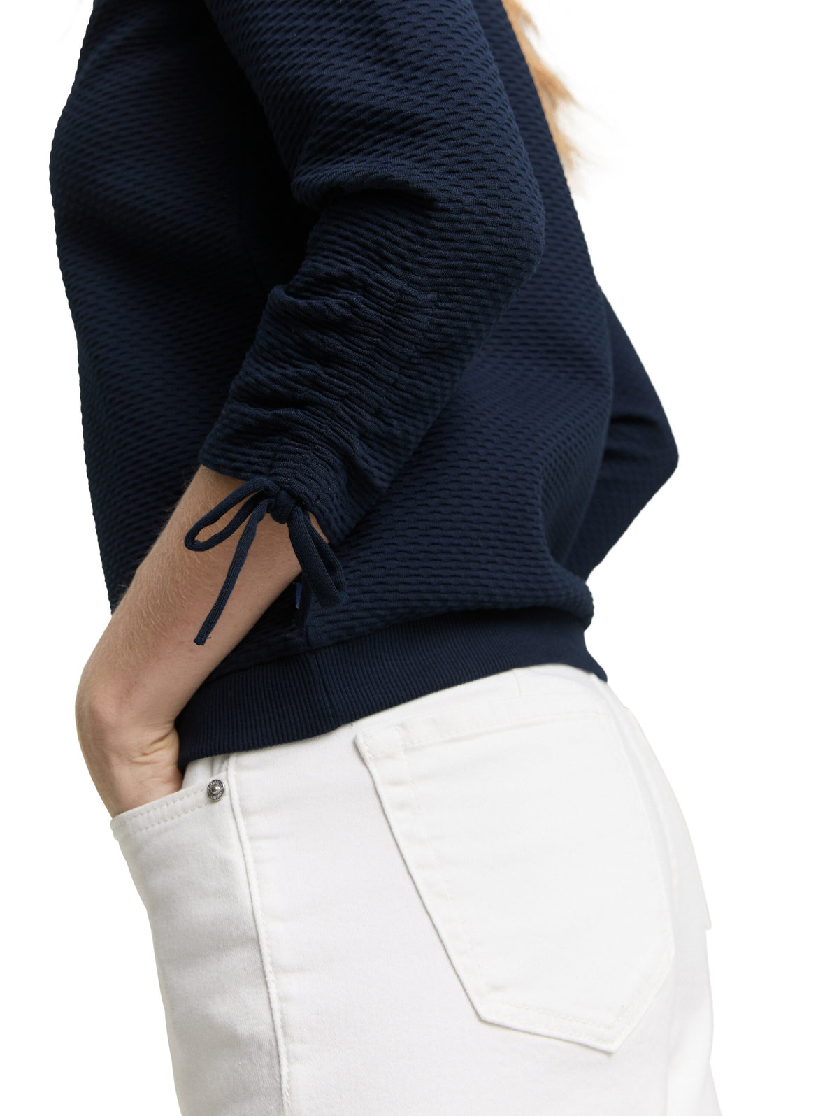 Tom Tailor Sky Captain Blue Slim-Fit Sweatshirt with Gathered Sleeved