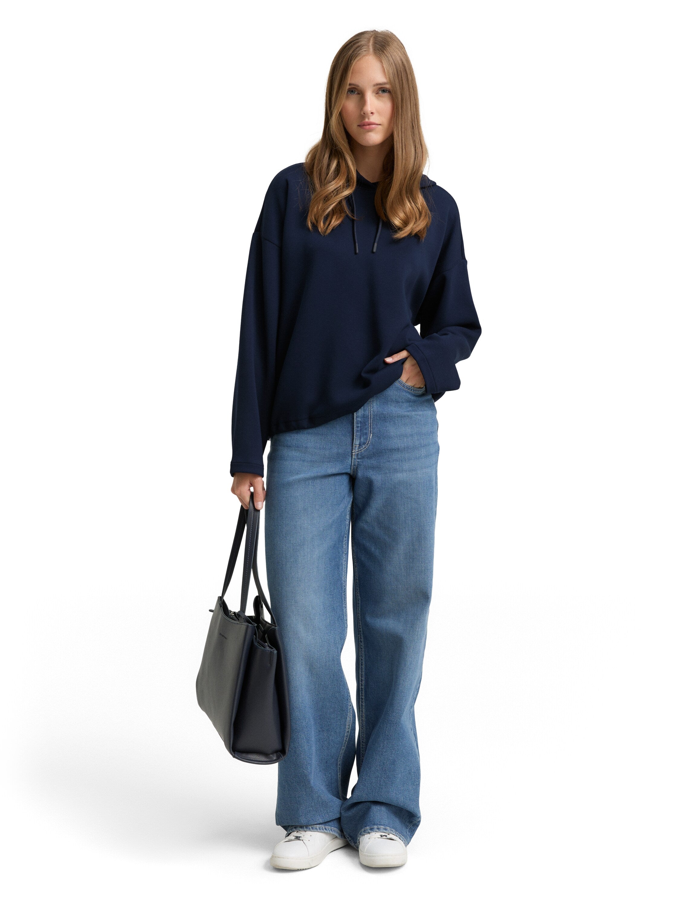 Tom Tailor Loose Fit Scuba Navy Hoodie Sweater