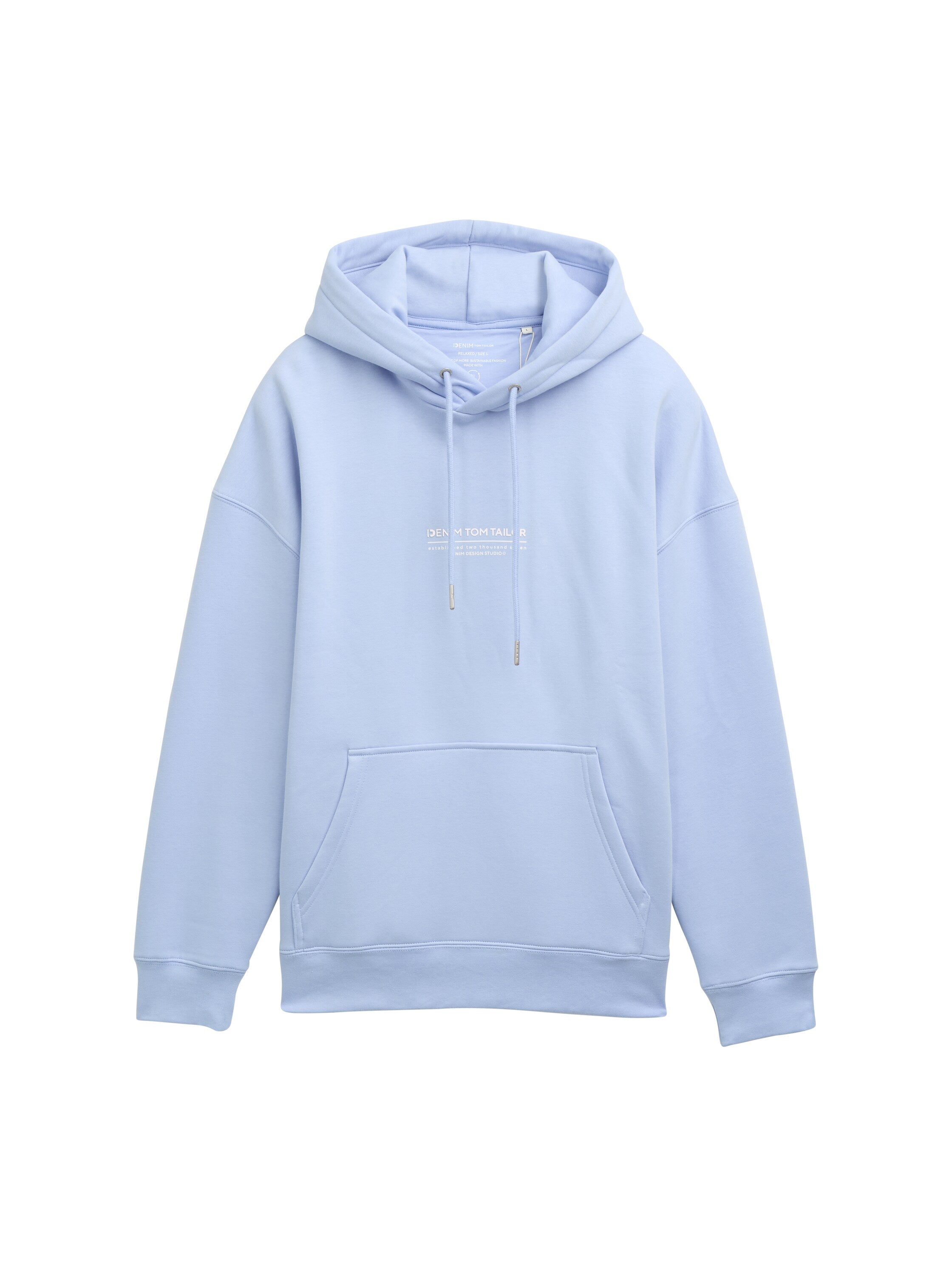 Tom Tailor Relaxed Blue Hoodie With Logo Print