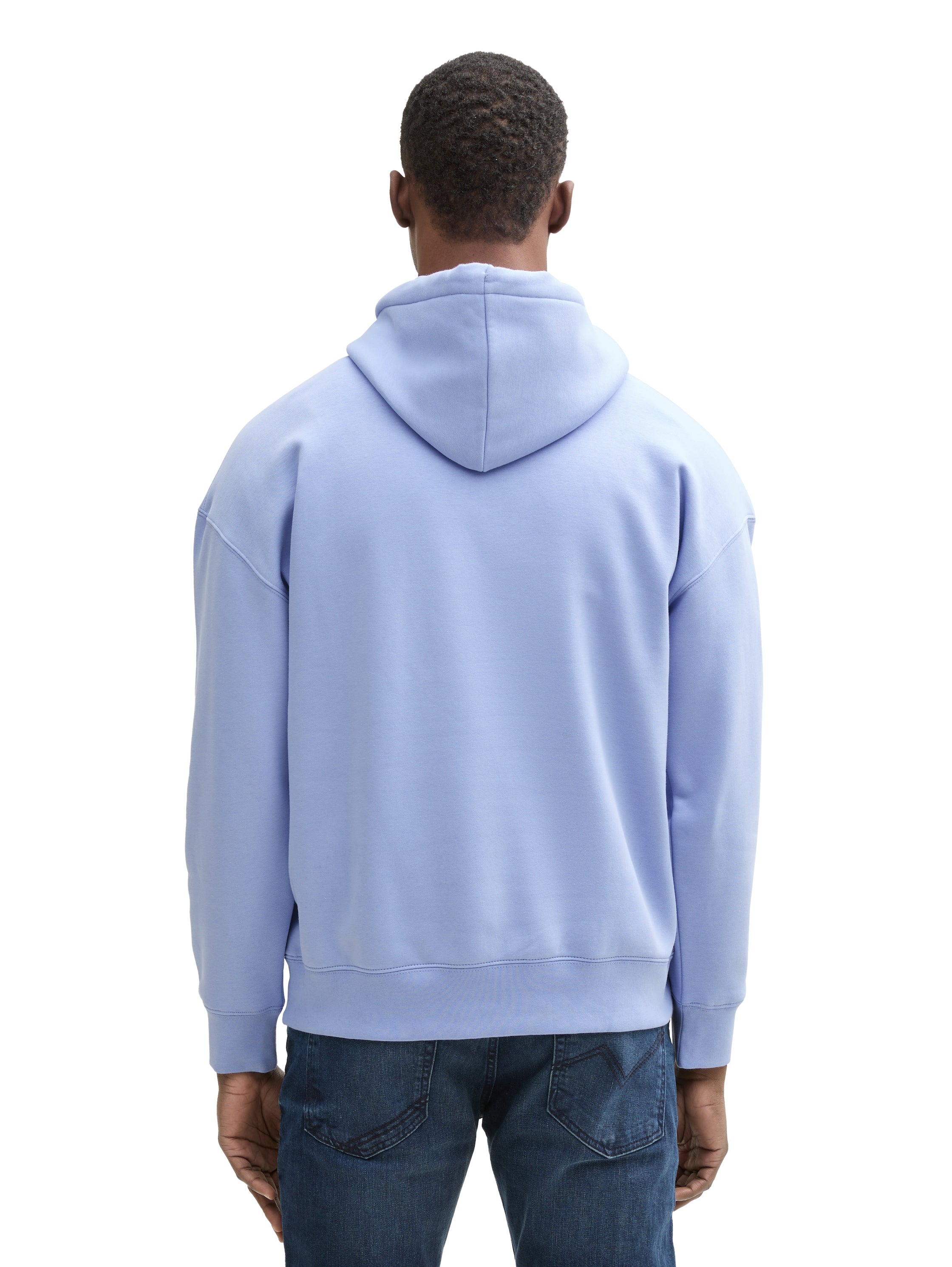 Tom Tailor Relaxed Blue Hoodie With Logo Print
