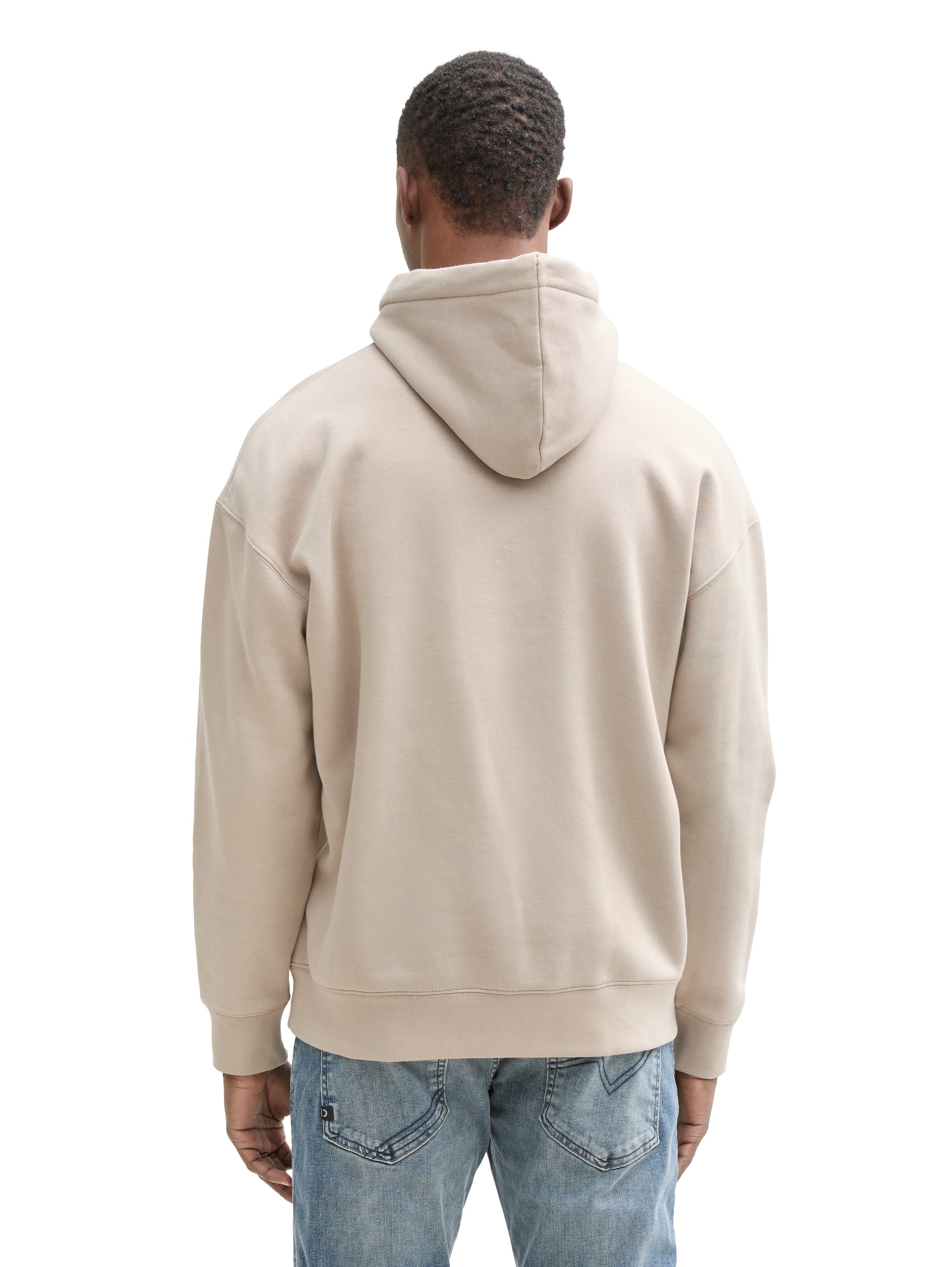 Tom Tailor Relaxed Light Grey Hoodie With Logo Print