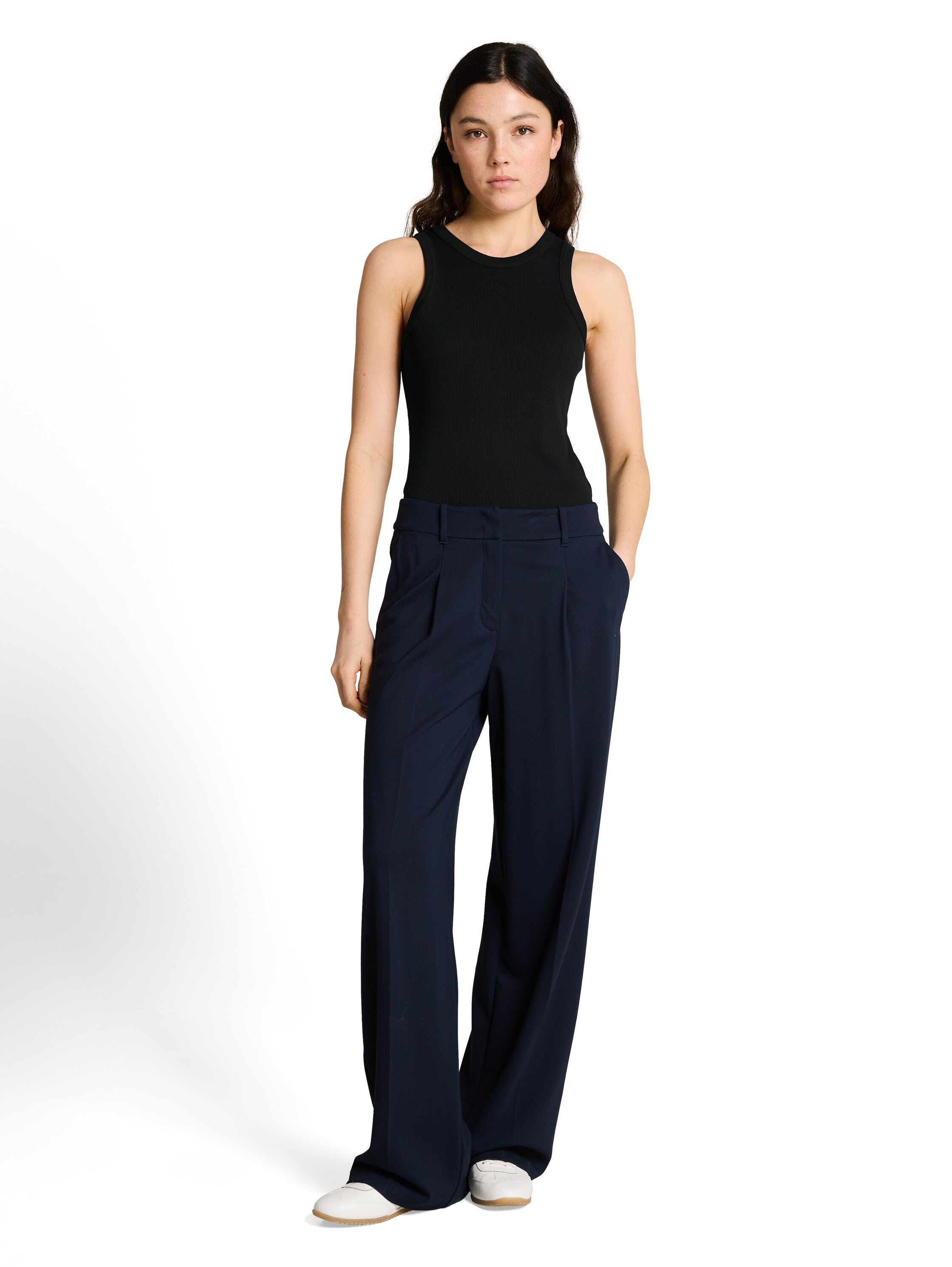 Tom Tailor Black Slim-Fit Top With Ribbed Texture