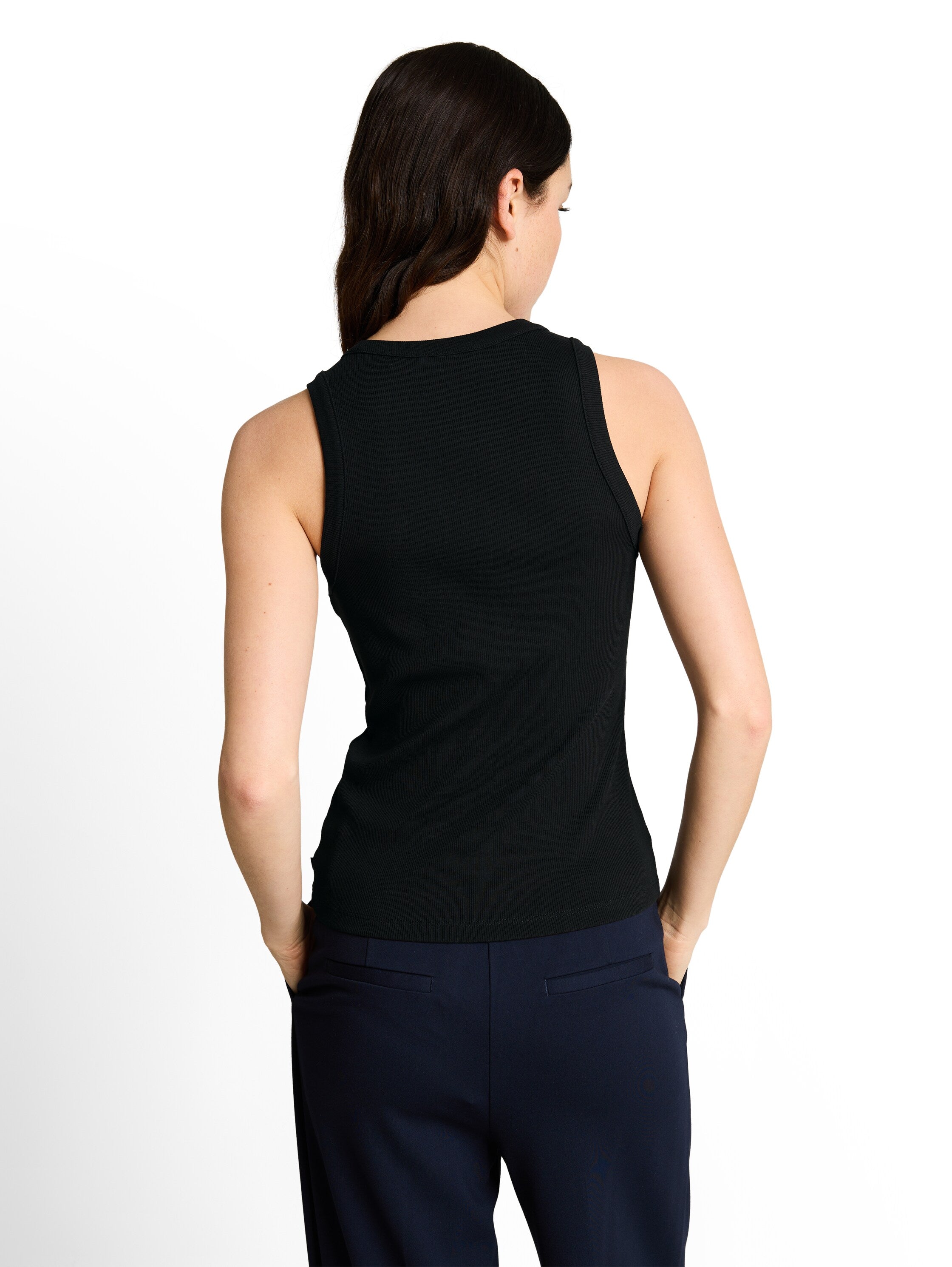 Tom Tailor Black Slim-Fit Top With Ribbed Texture