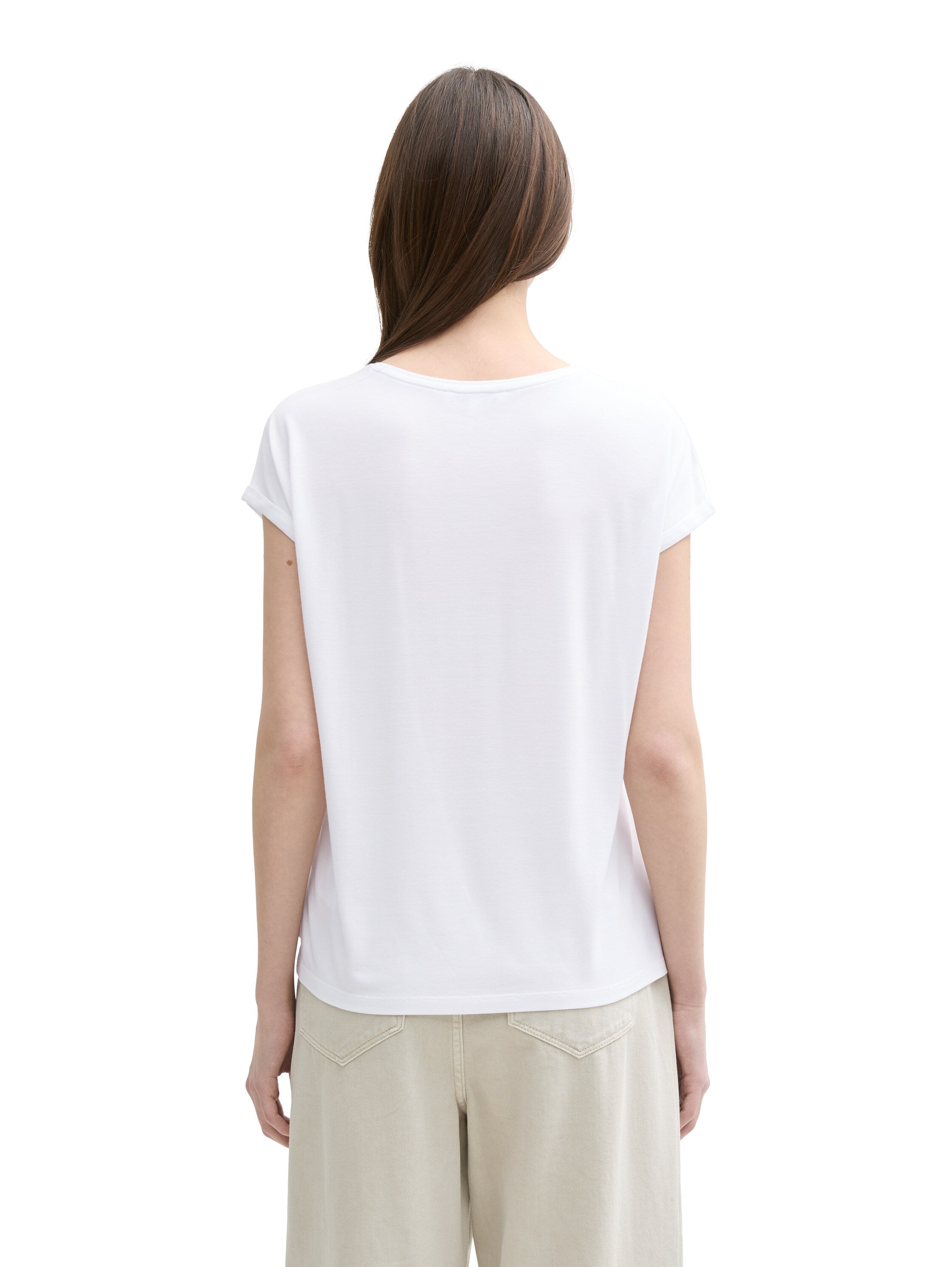 Tom Tailor White Plain Loose-Fit T-Shirt