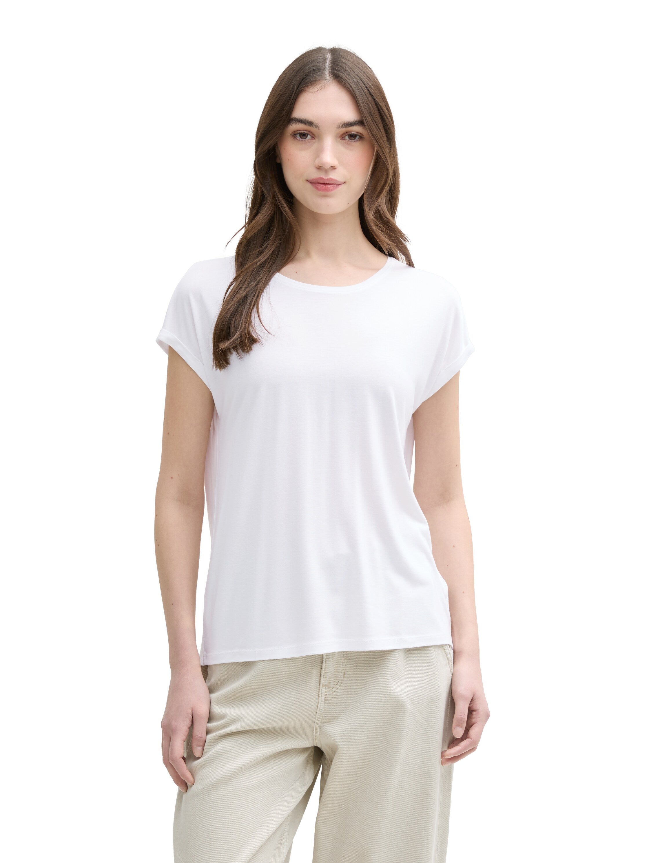 Tom Tailor White Plain Loose-Fit T-Shirt