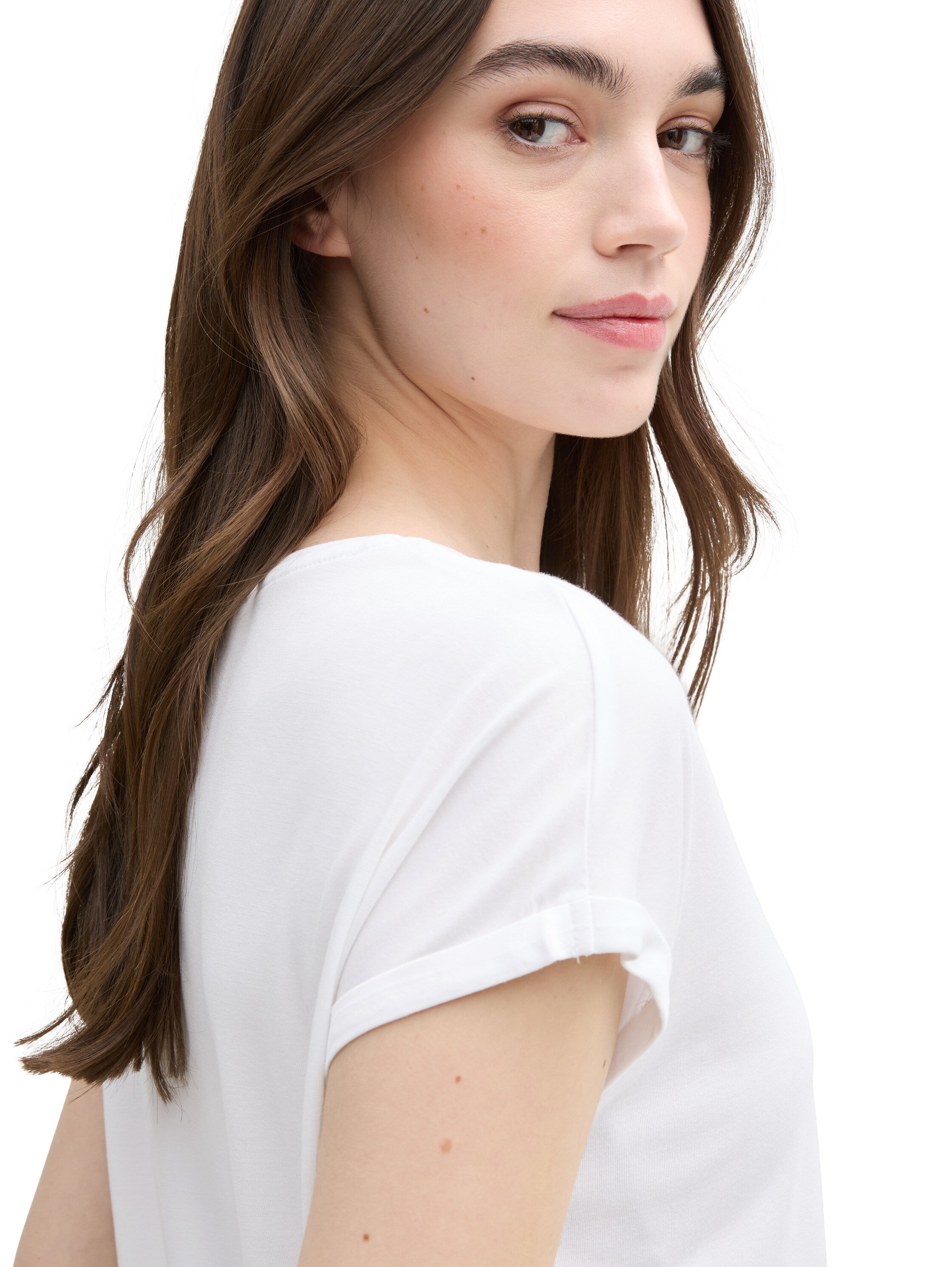 Tom Tailor White Plain Loose-Fit T-Shirt