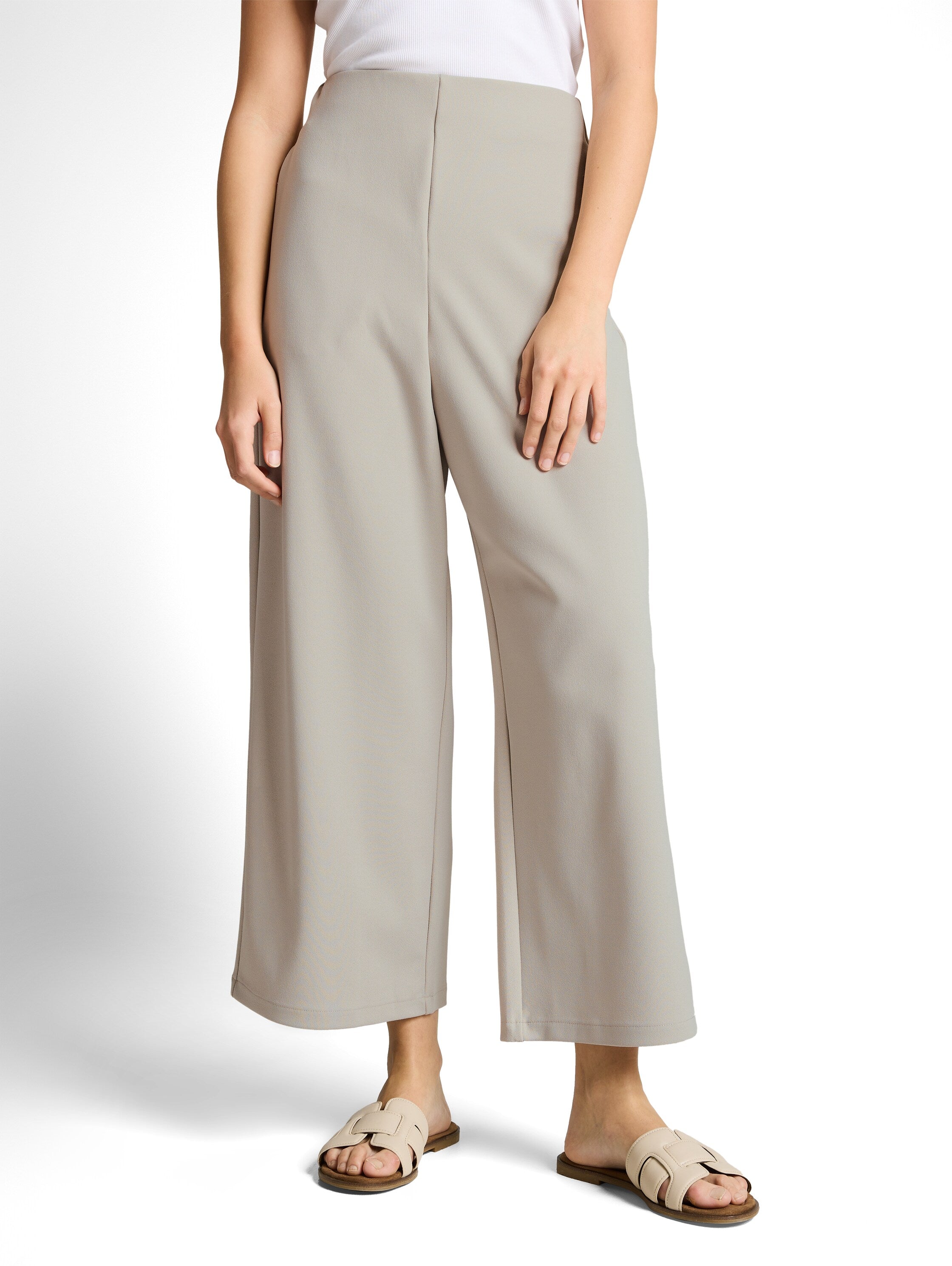 Tom Tailor Beige Ankle Length Wide Leg Pants