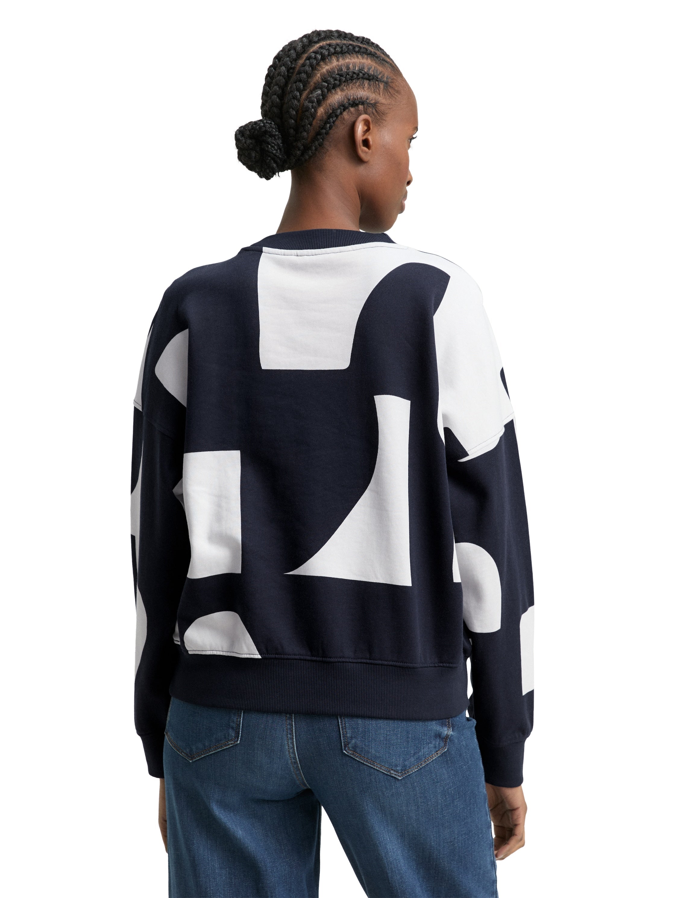 Tom Tailor Loose Fit Navy Sweater With Pattern