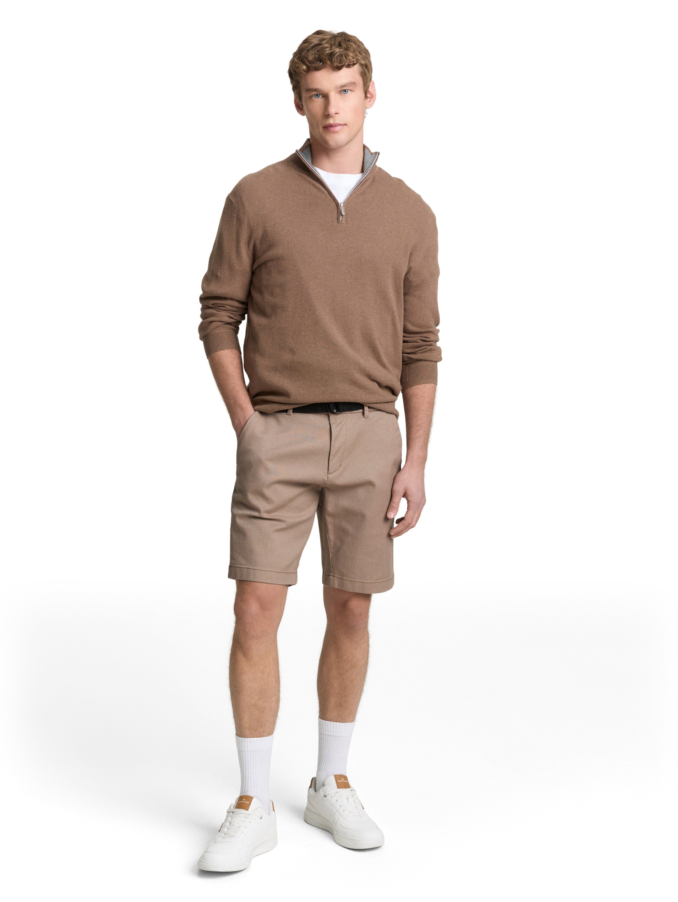 Tom Tailor Beige Regular Chino Shorts With Belt