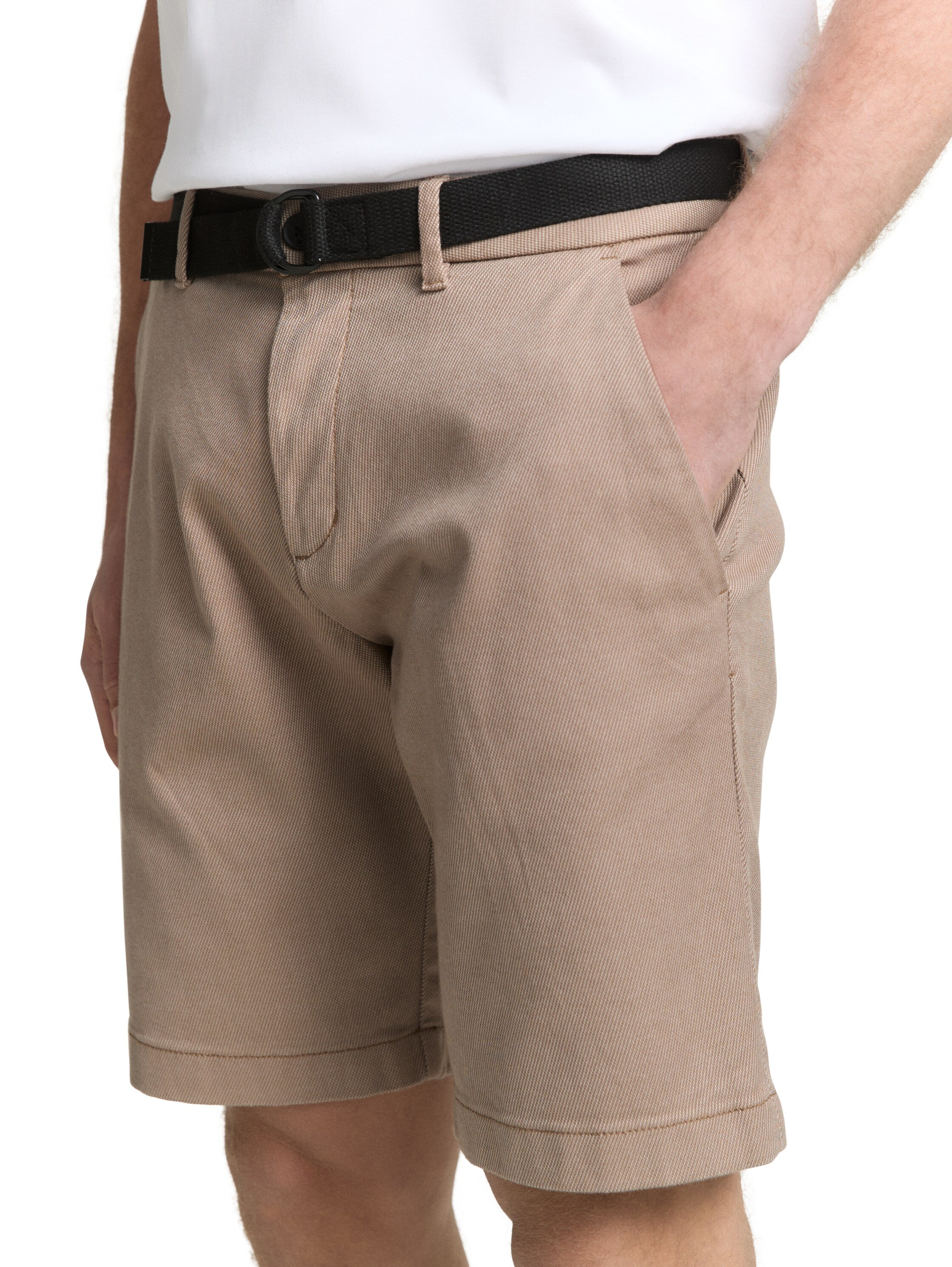 Tom Tailor Beige Regular Chino Shorts With Belt